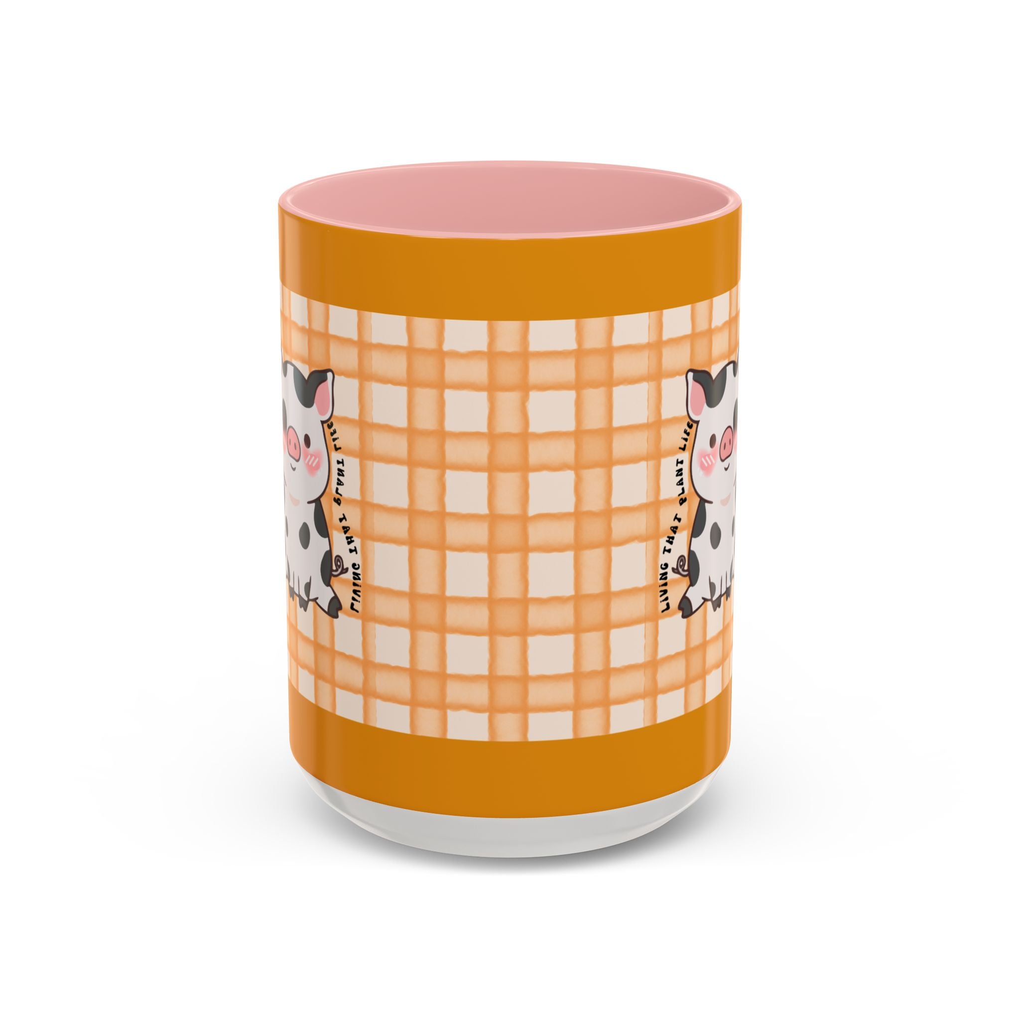 Cute Cow Plaid Accent Coffee Mug — Farmhouse Daisy Cow Design (11/15oz)