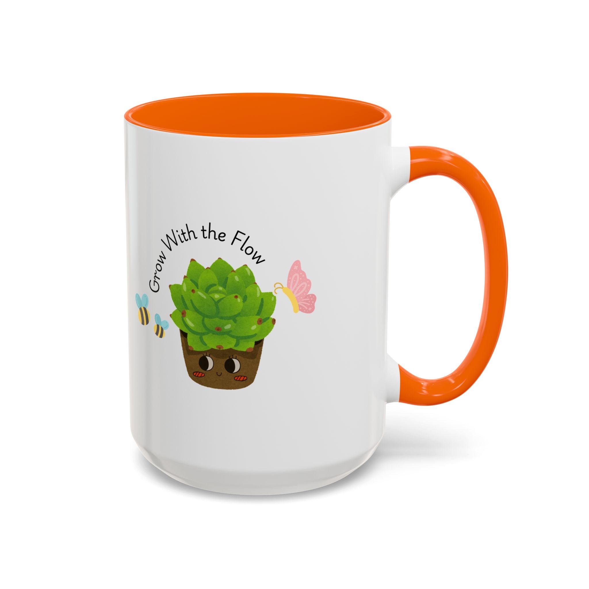 Grow With the Flow Succulent Coffee Mug - Cute Plant Lover Gift (11/15oz)