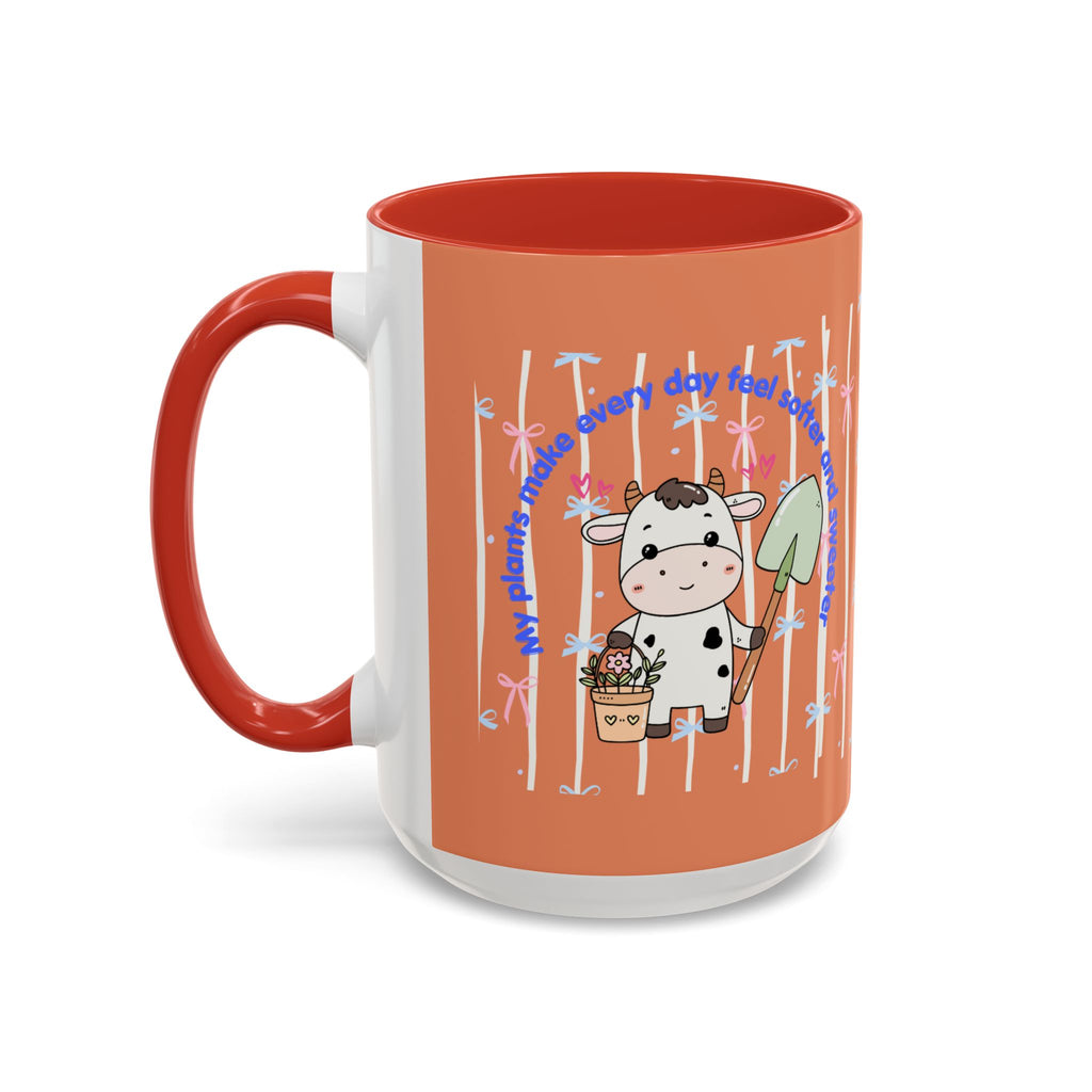 Cow Gardener Coffee Mug — Cute Cow with Shovel & Plant Pot Accent Mug (11/15oz)