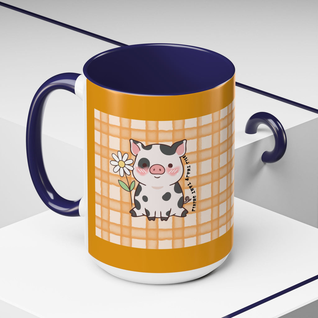 Cute Cow Plaid Accent Coffee Mug — Farmhouse Daisy Cow Design (11/15oz)