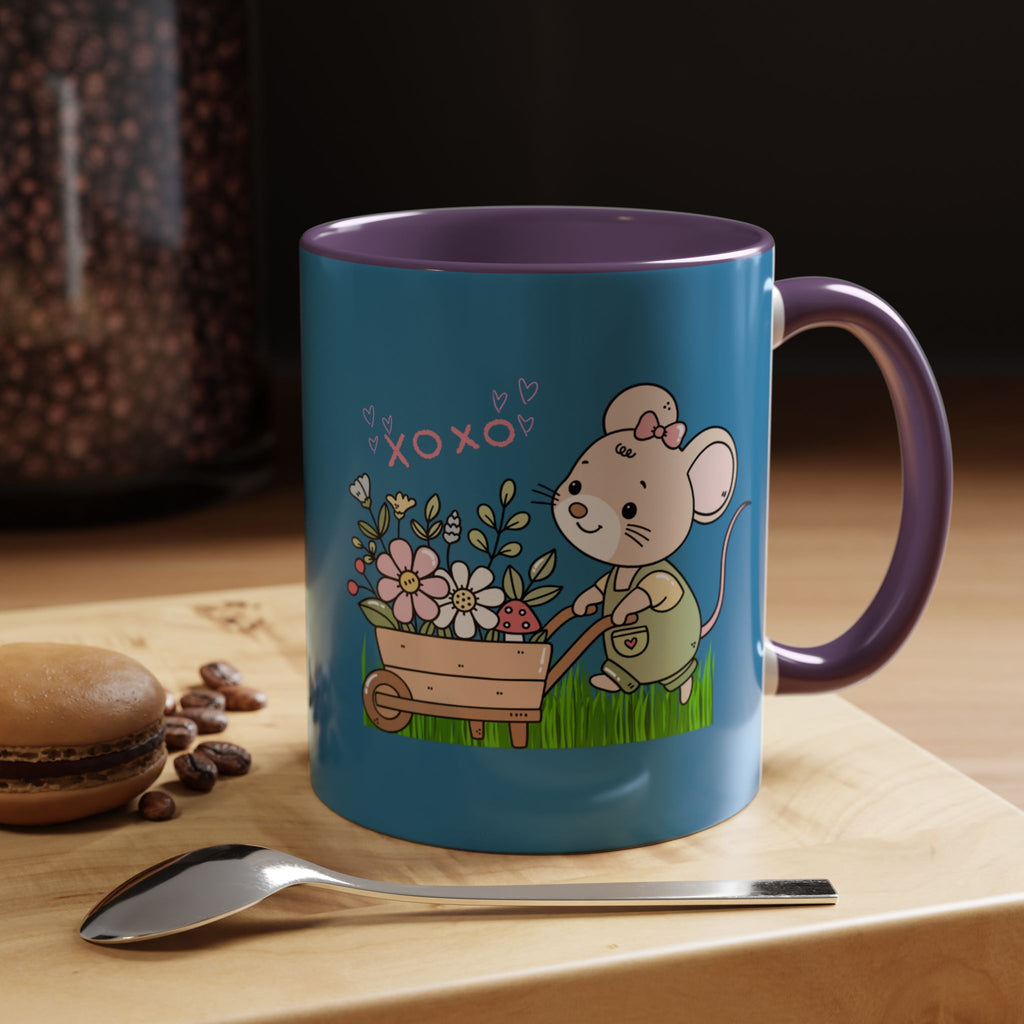 Cute Mouse Floral Coffee Mug — 'XOXO' Accent 11/15oz