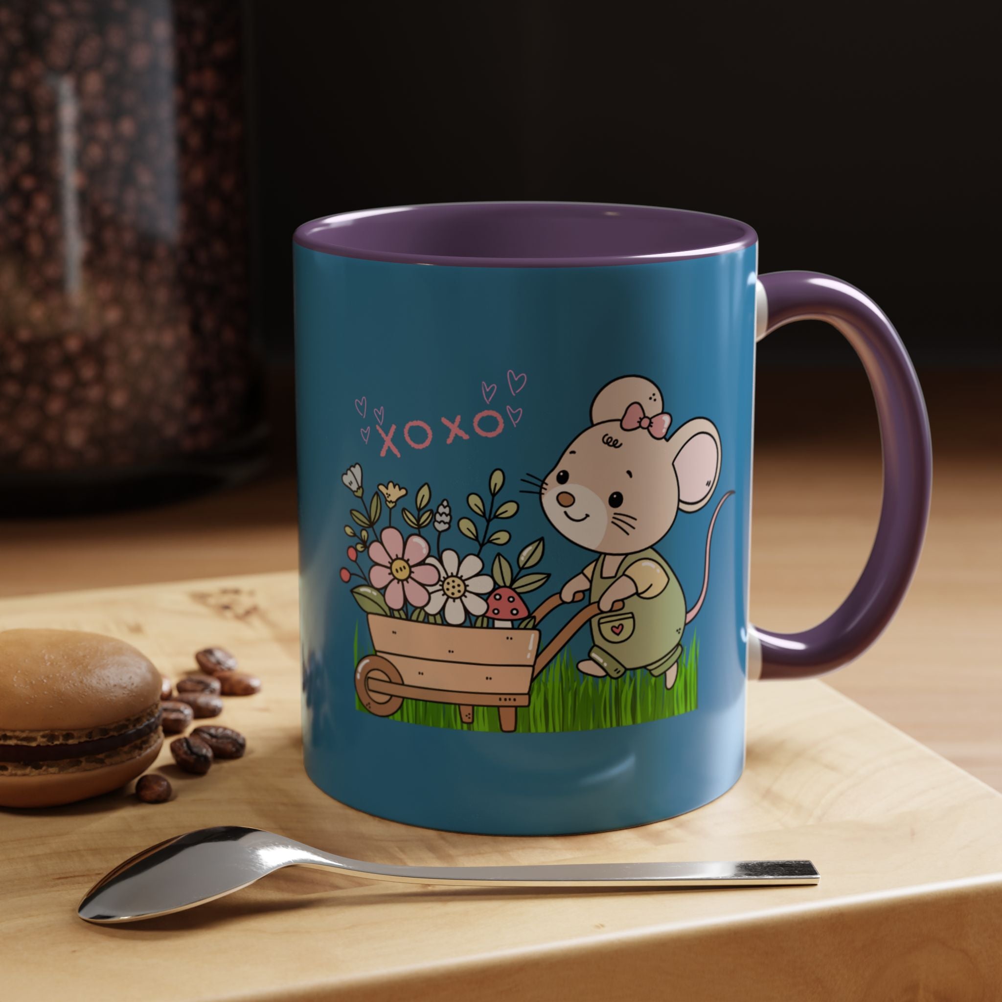 Cute Mouse Floral Coffee Mug — 'XOXO' Accent 11/15oz
