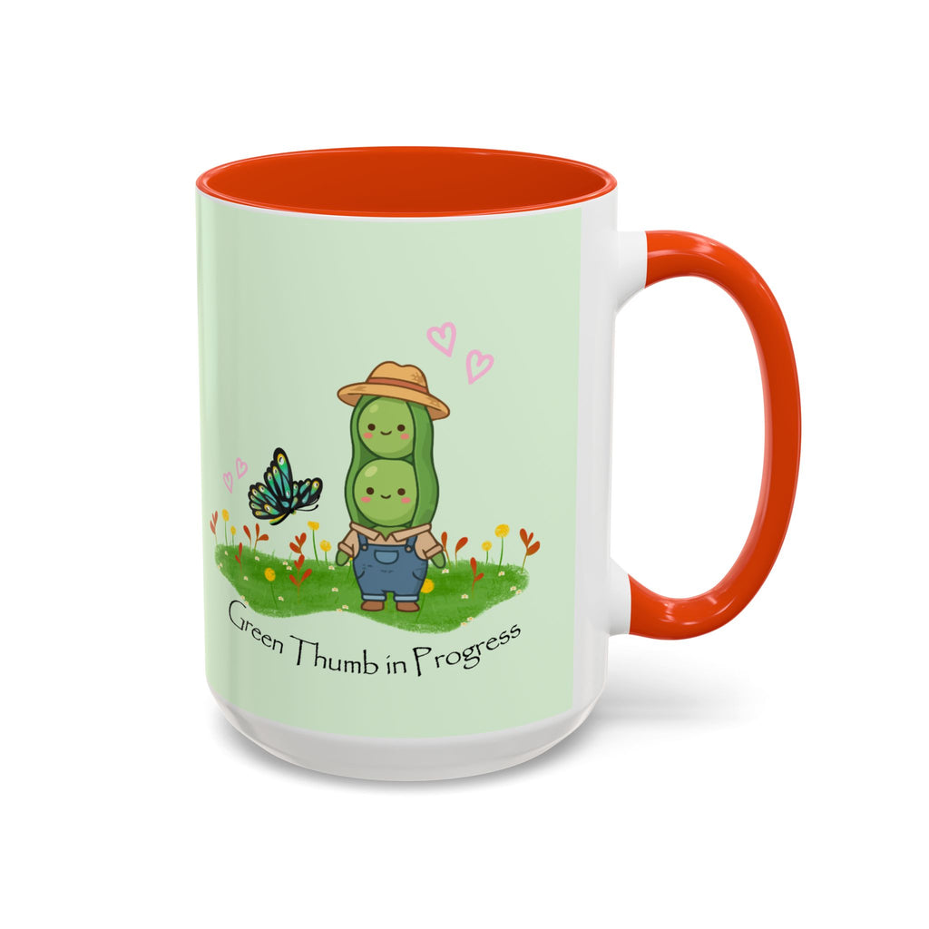 Garden Pea Mug — "Green Thumb in Progress" Cute Plant Lover Coffee Cup