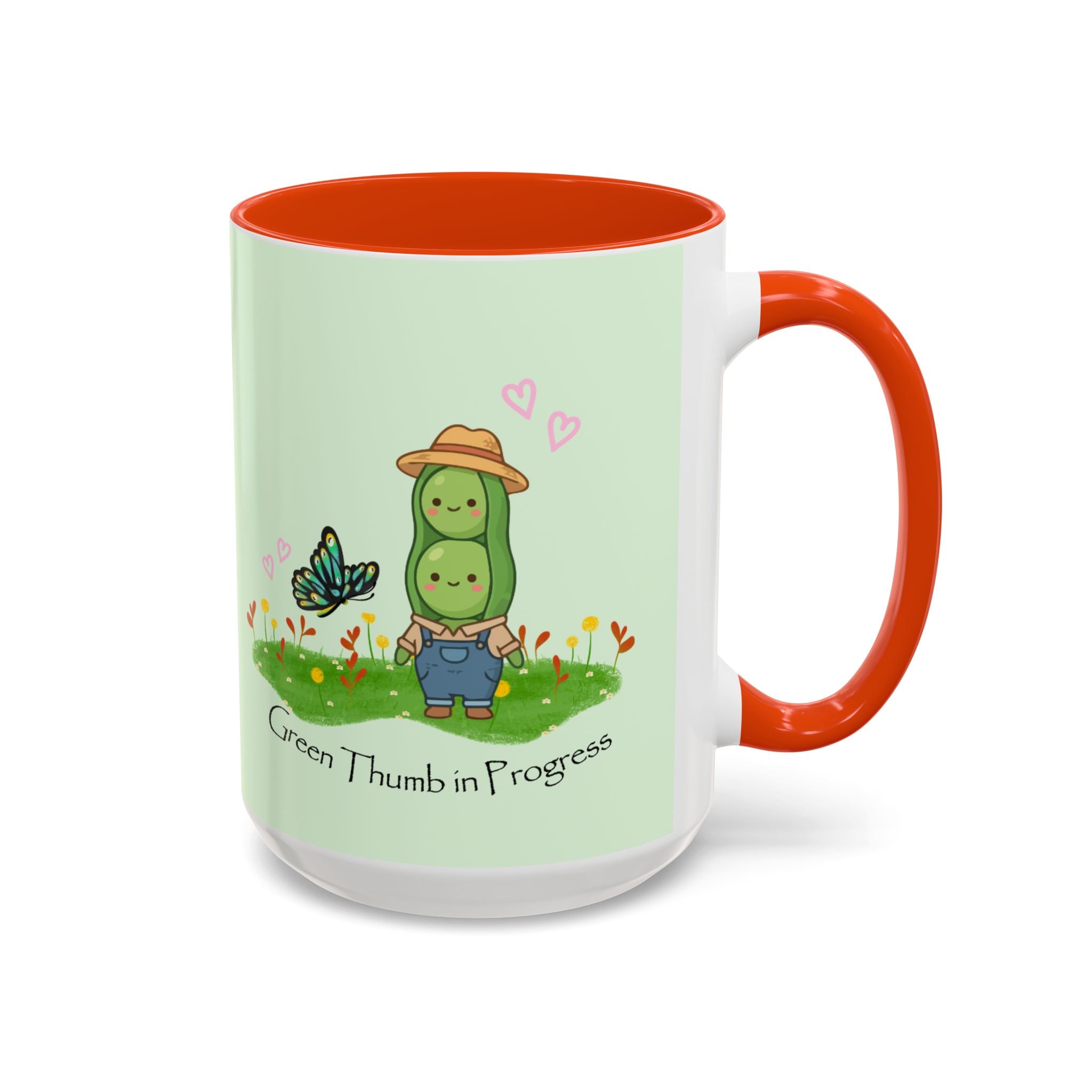 Garden Pea Mug — "Green Thumb in Progress" Cute Plant Lover Coffee Cup