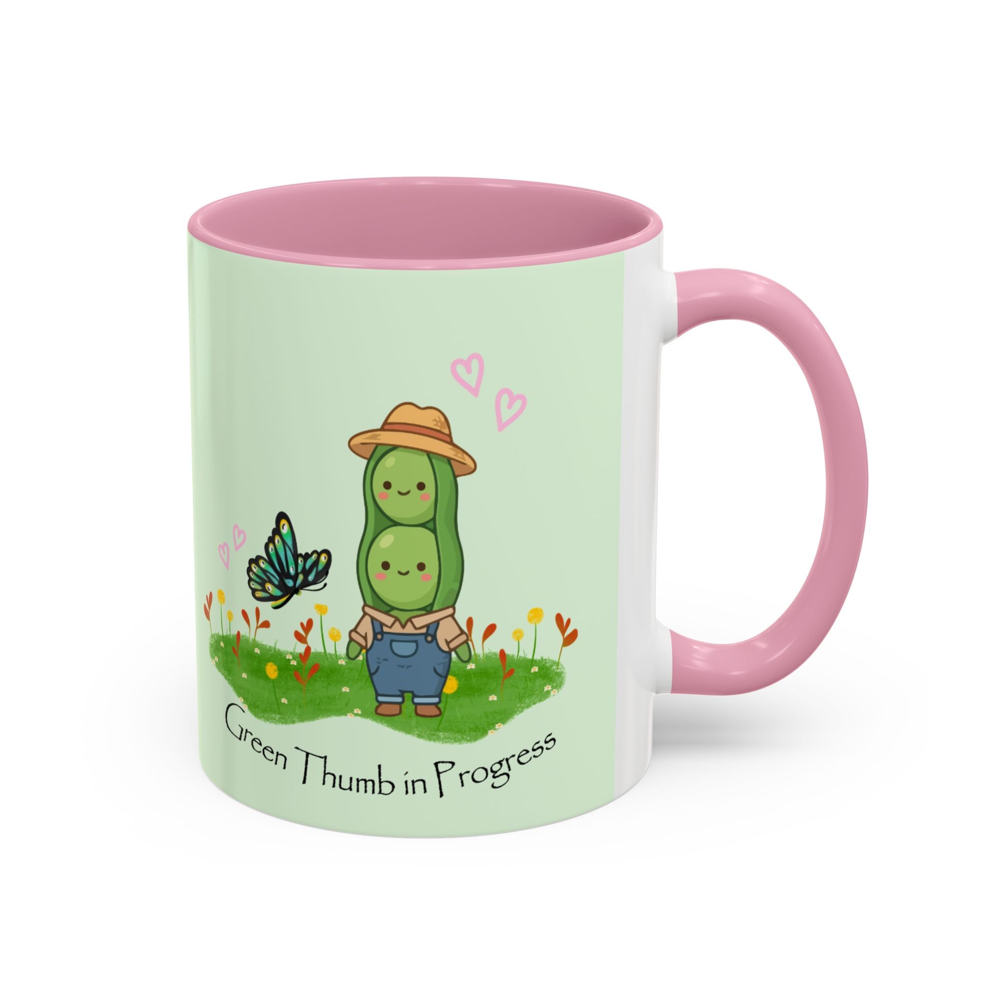 Garden Pea Mug — "Green Thumb in Progress" Cute Plant Lover Coffee Cup