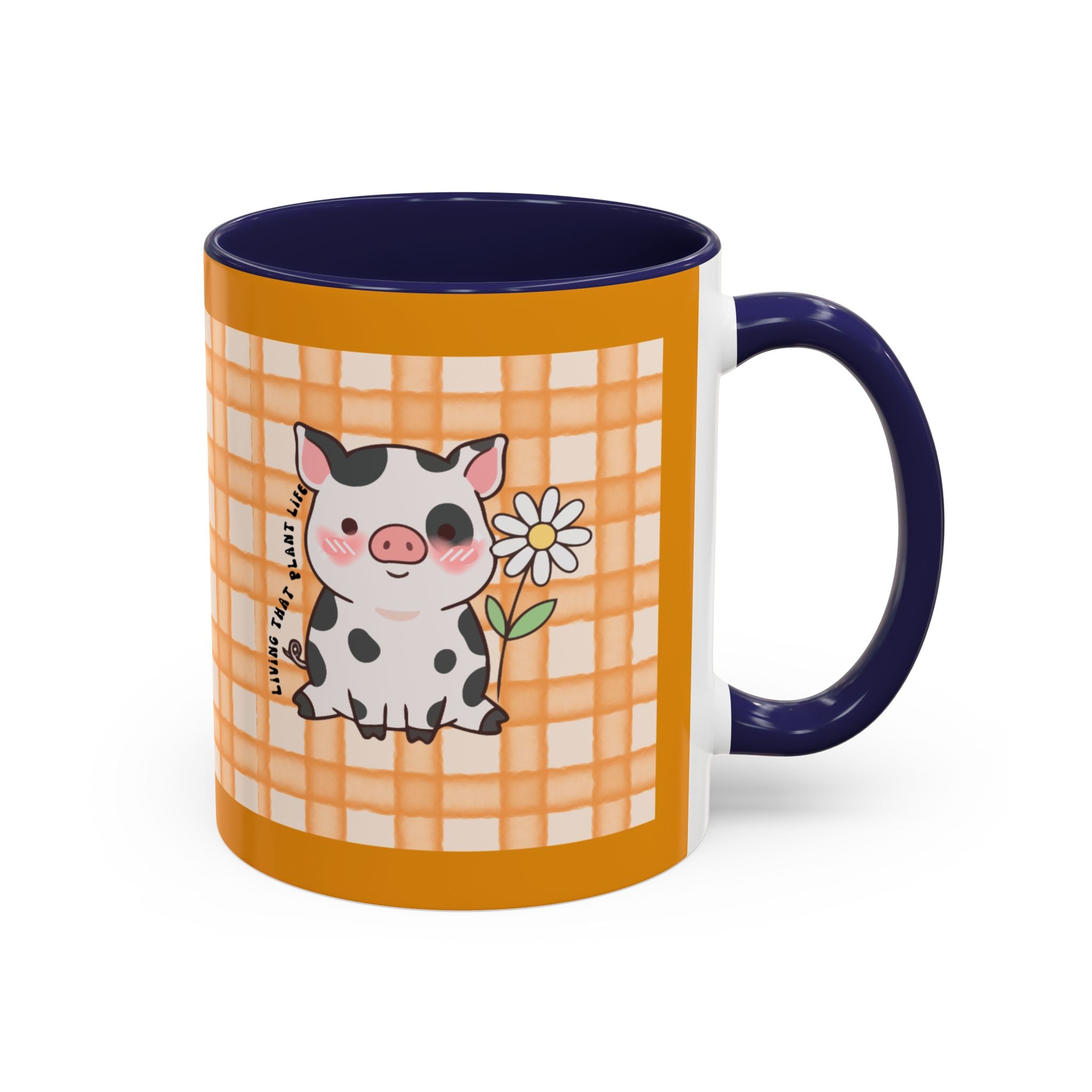 Cute Cow Plaid Accent Coffee Mug — Farmhouse Daisy Cow Design (11/15oz)
