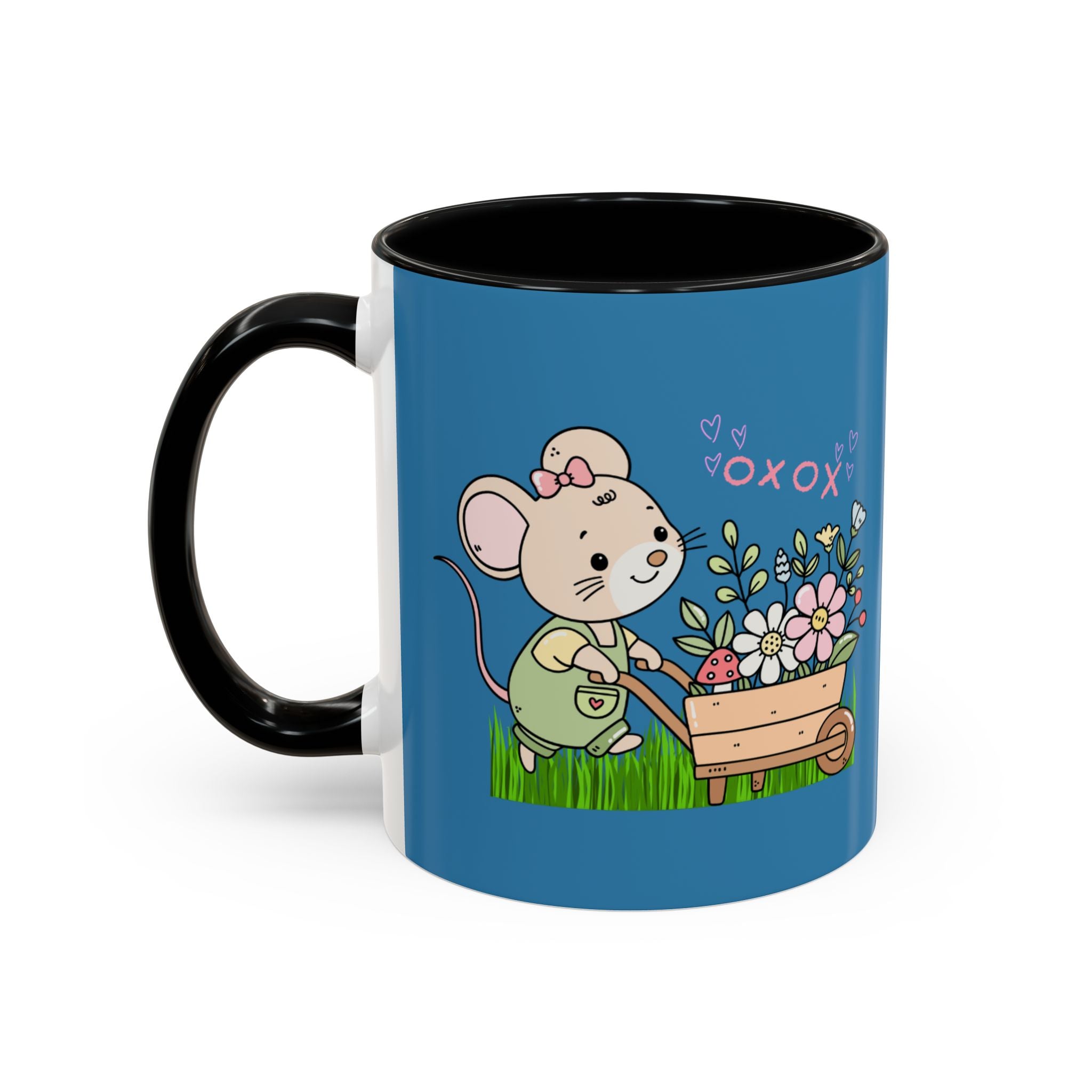 Cute Mouse Floral Coffee Mug — 'XOXO' Accent 11/15oz