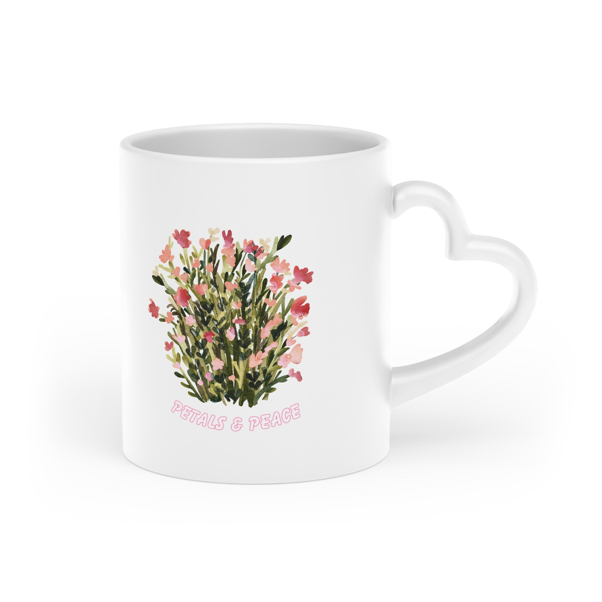 Floral Heart Mug – Pink Rose Heart Bouquet Ceramic Coffee Cup