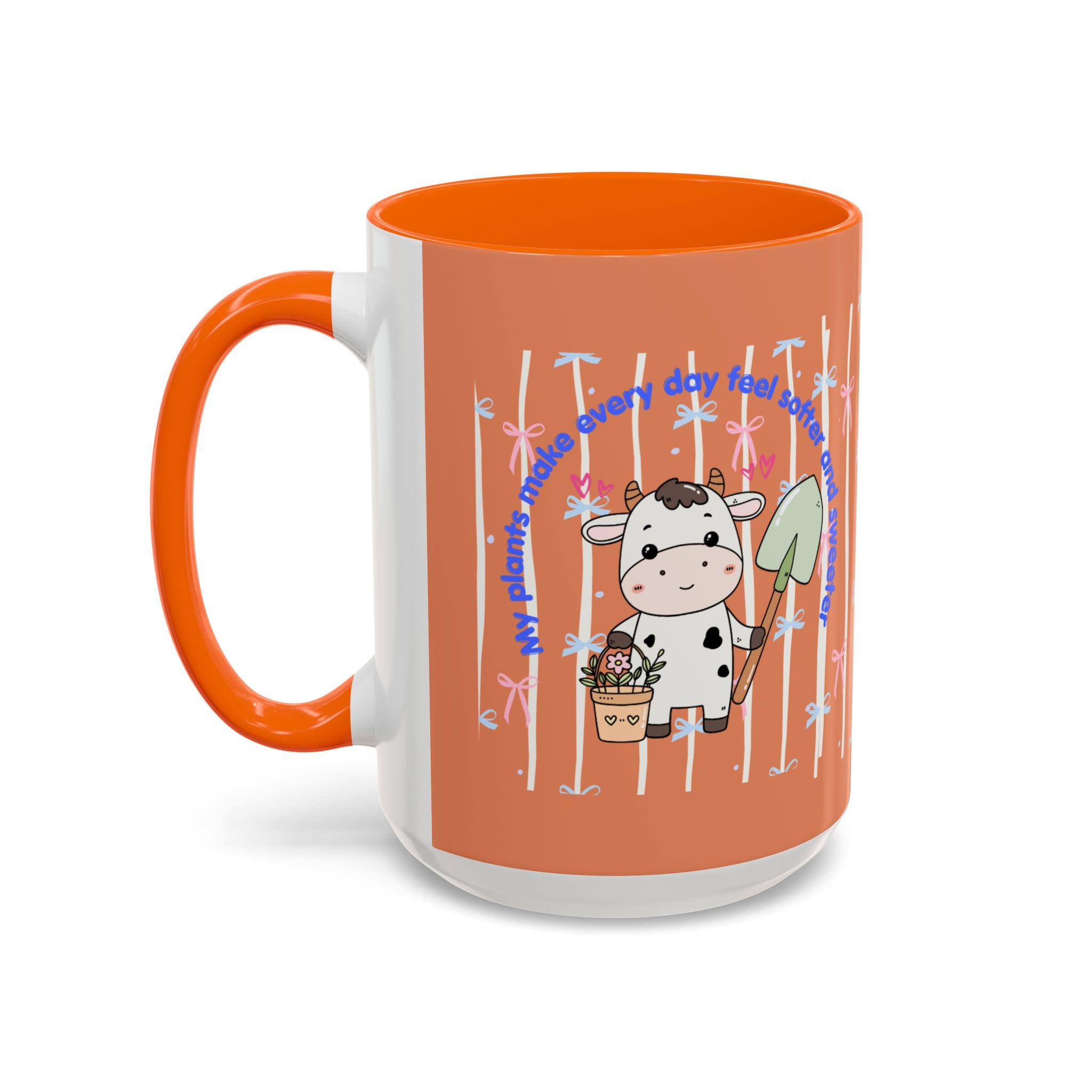 Cow Gardener Coffee Mug — Cute Cow with Shovel & Plant Pot Accent Mug (11/15oz)
