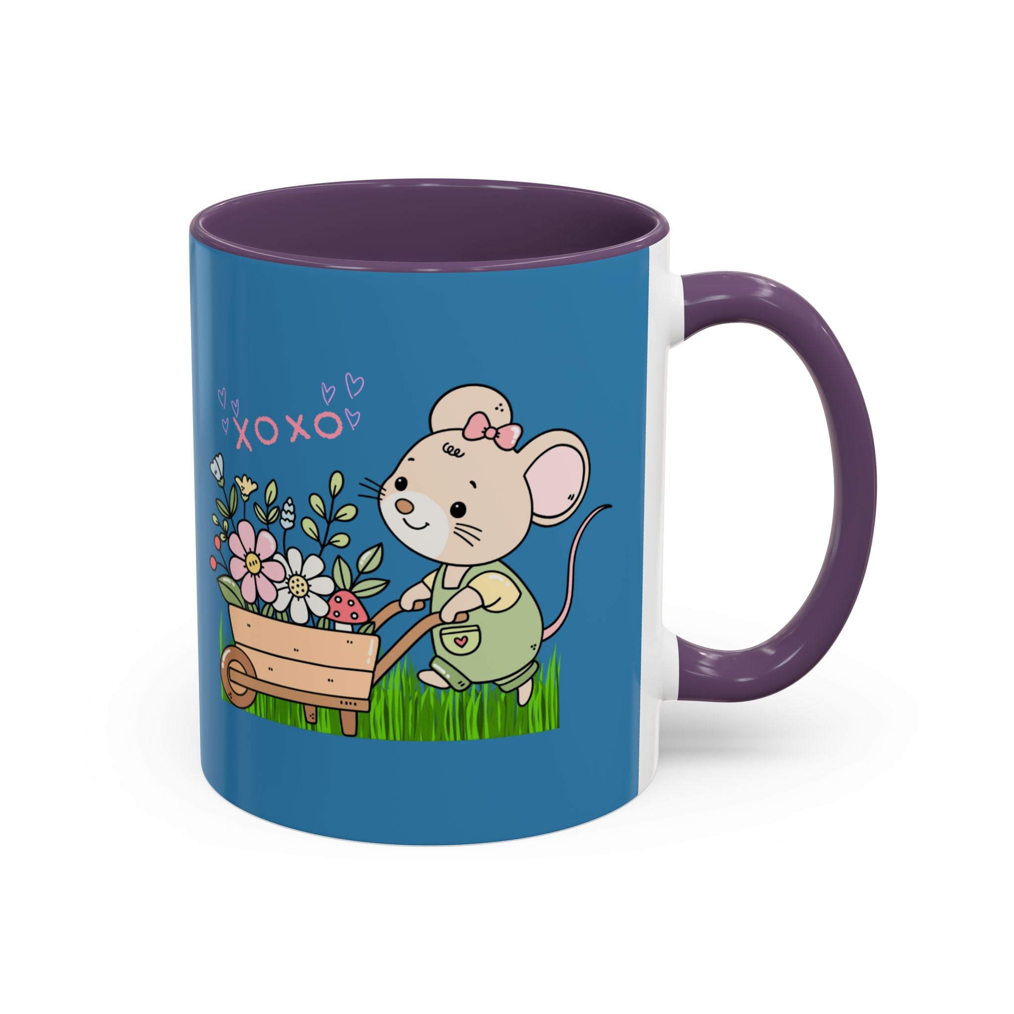 Cute Mouse Floral Coffee Mug — 'XOXO' Accent 11/15oz