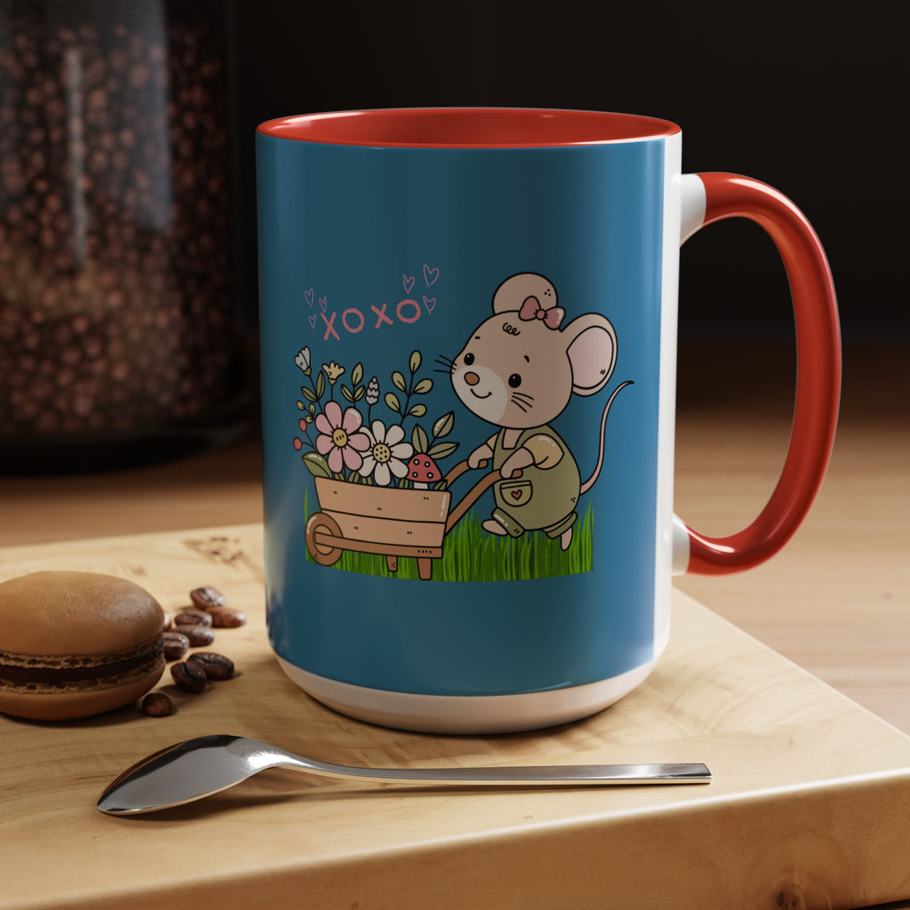 Cute Mouse Floral Coffee Mug — 'XOXO' Accent 11/15oz