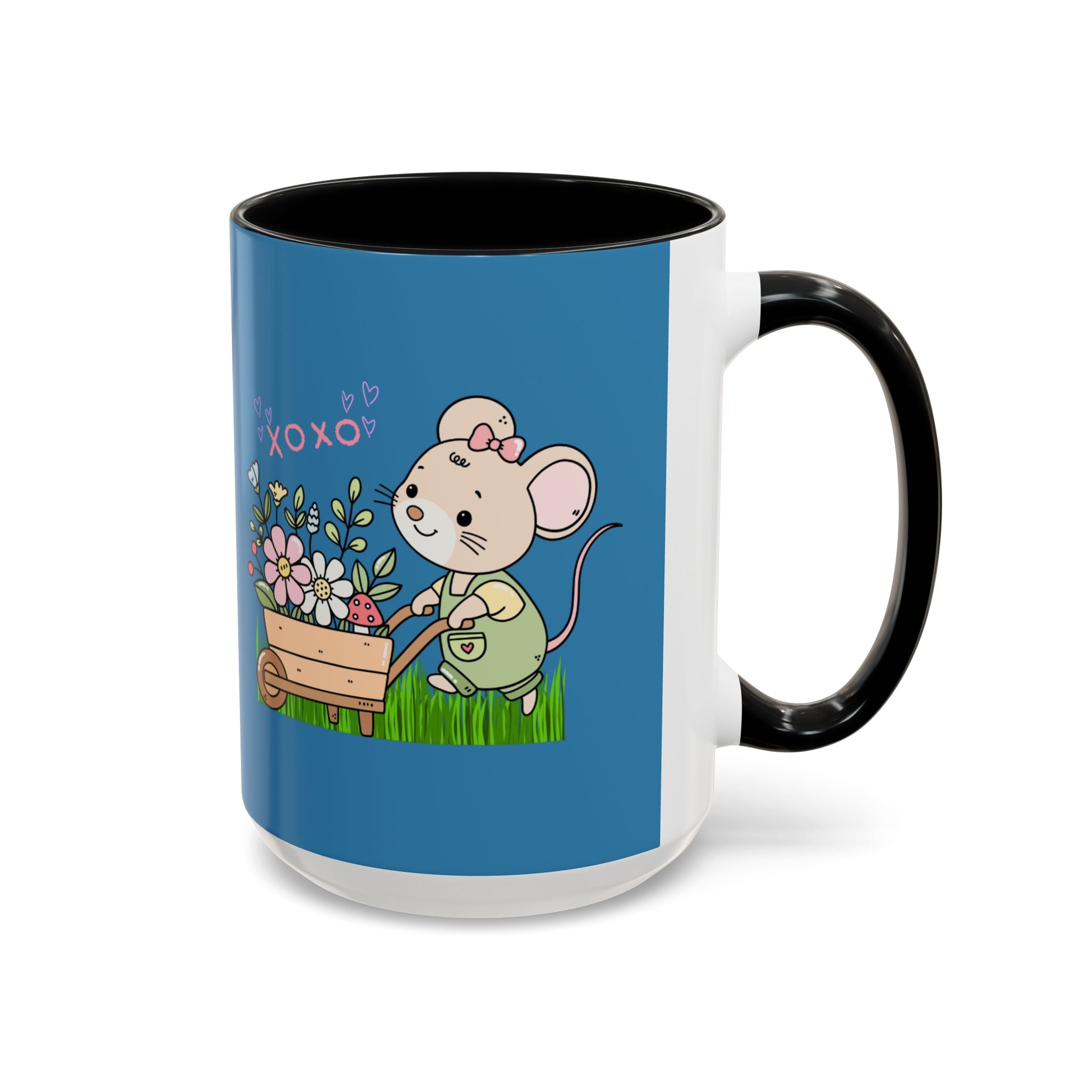 Cute Mouse Floral Coffee Mug — 'XOXO' Accent 11/15oz