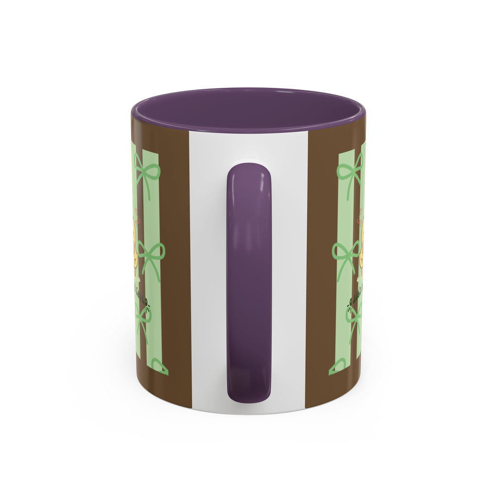 Cute Pig & Chick Accent Coffee Mug — Pastel Stripes, Charming Kawaii Tea/Coffee Cup