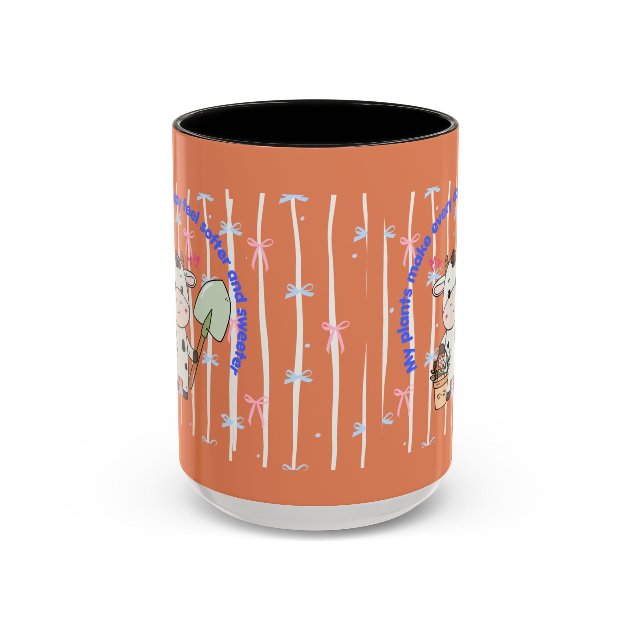 Cow Gardener Coffee Mug — Cute Cow with Shovel & Plant Pot Accent Mug (11/15oz)