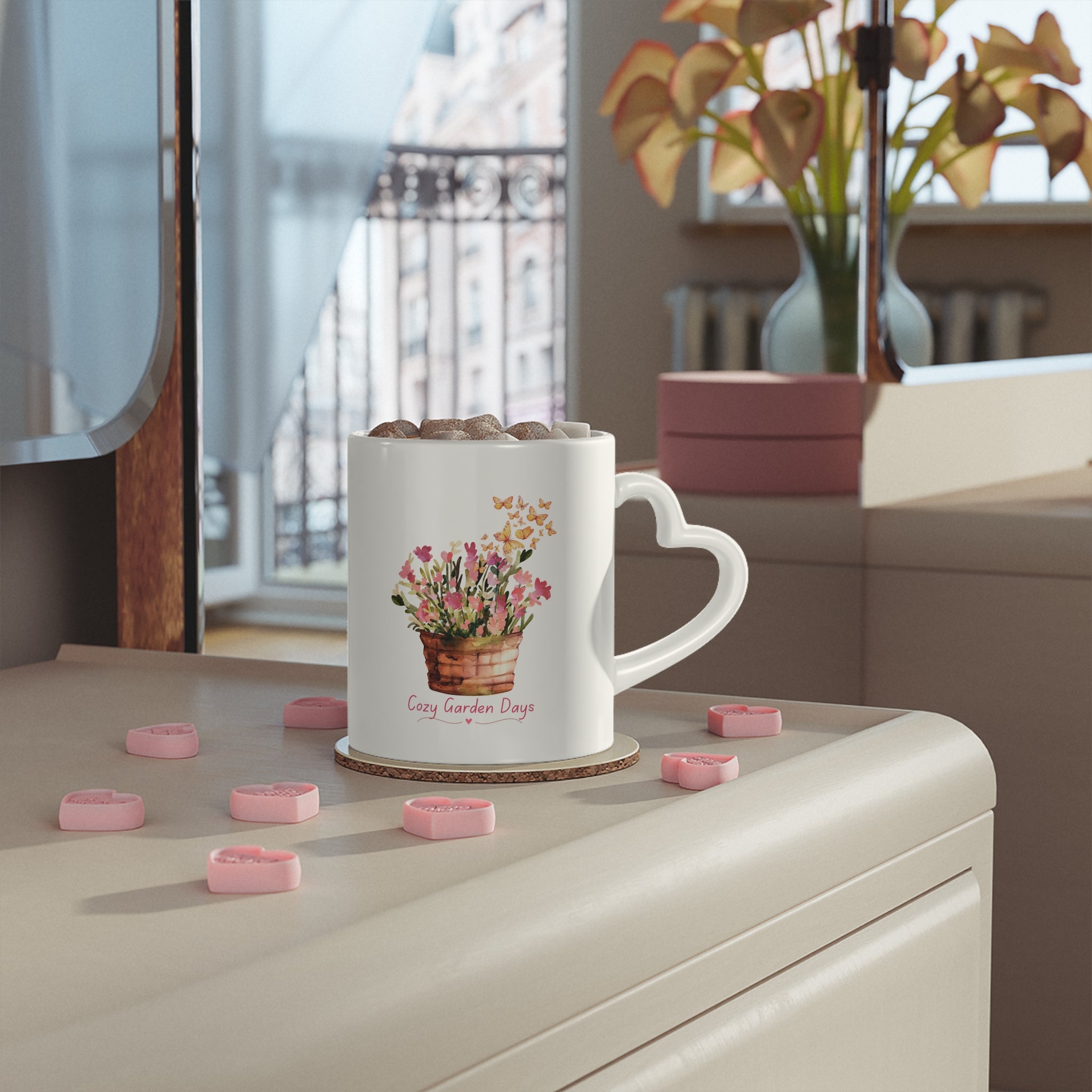 Floral Heart Mug — Cozy Love Flower Bouquet Ceramic Coffee Cup