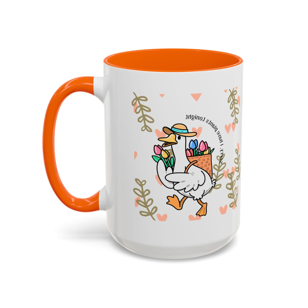 Coffee Mug — Cute Duck Carrying Plants “I Have Plants Tonight” Accent Mug