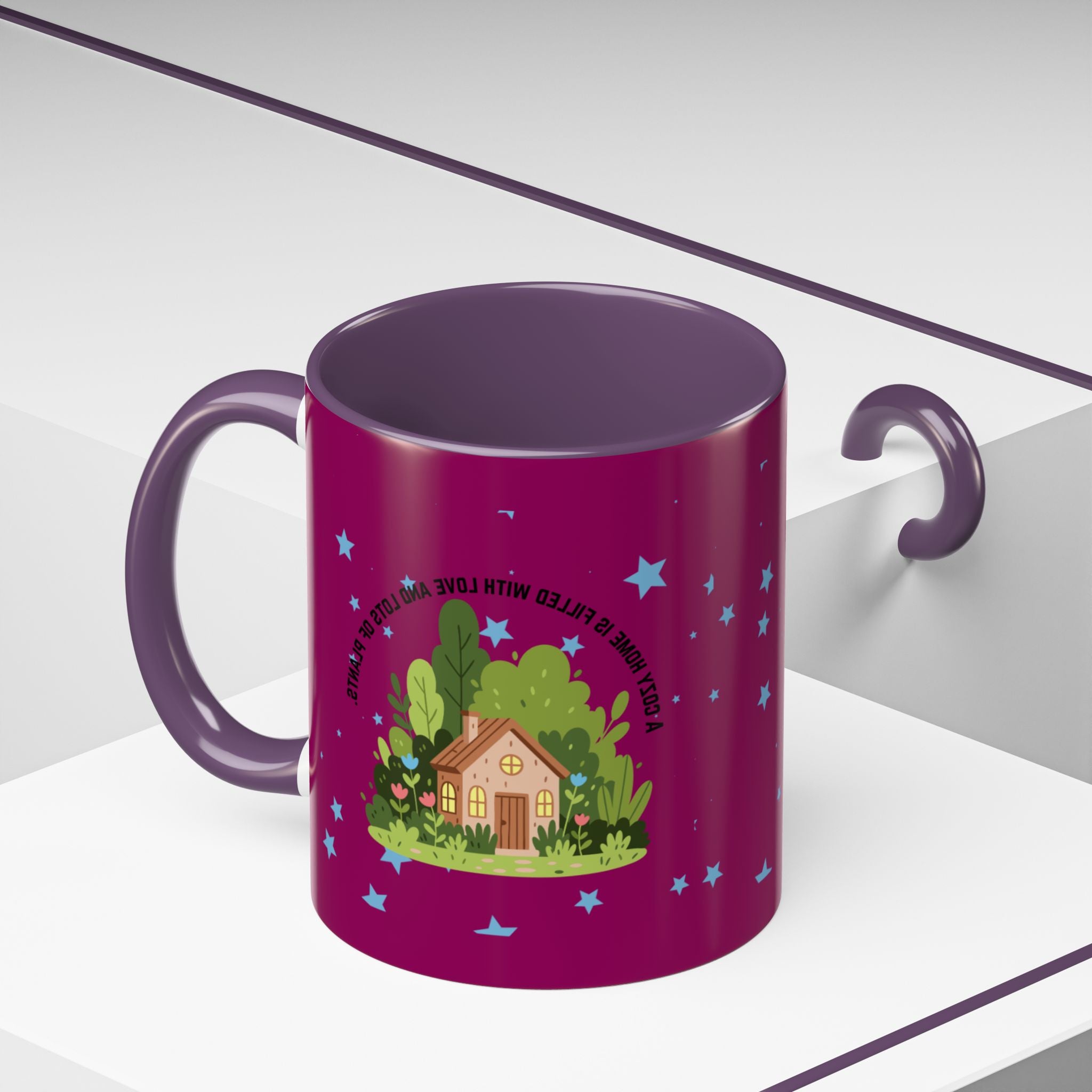 Cozy Cottage Accent Coffee Mug – 'Home Filled with Love and Light' Ceramic 11/15oz
