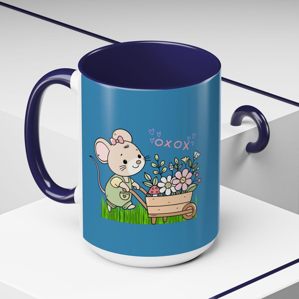 Cute Mouse Floral Coffee Mug — 'XOXO' Accent 11/15oz