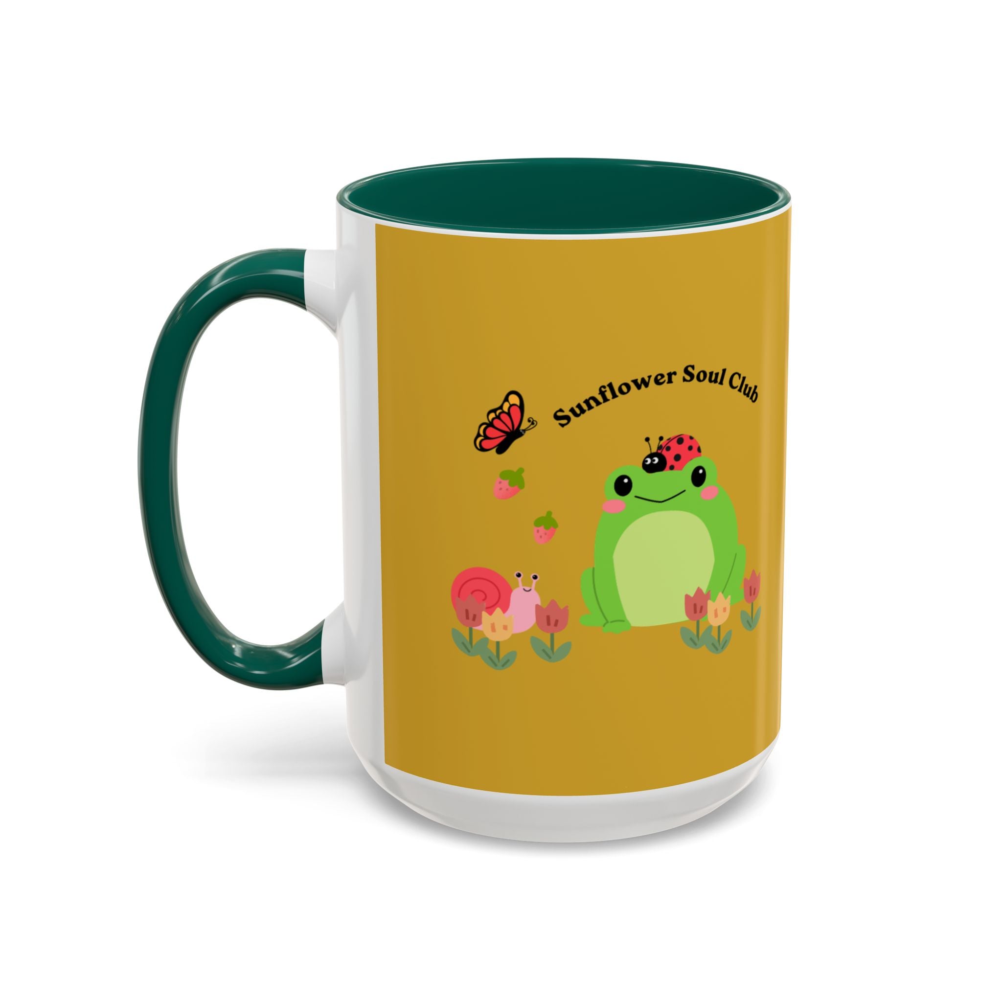 Sunflower Soul Club Frog Mug — Cute Floral Coffee Cup (11oz, 15oz)