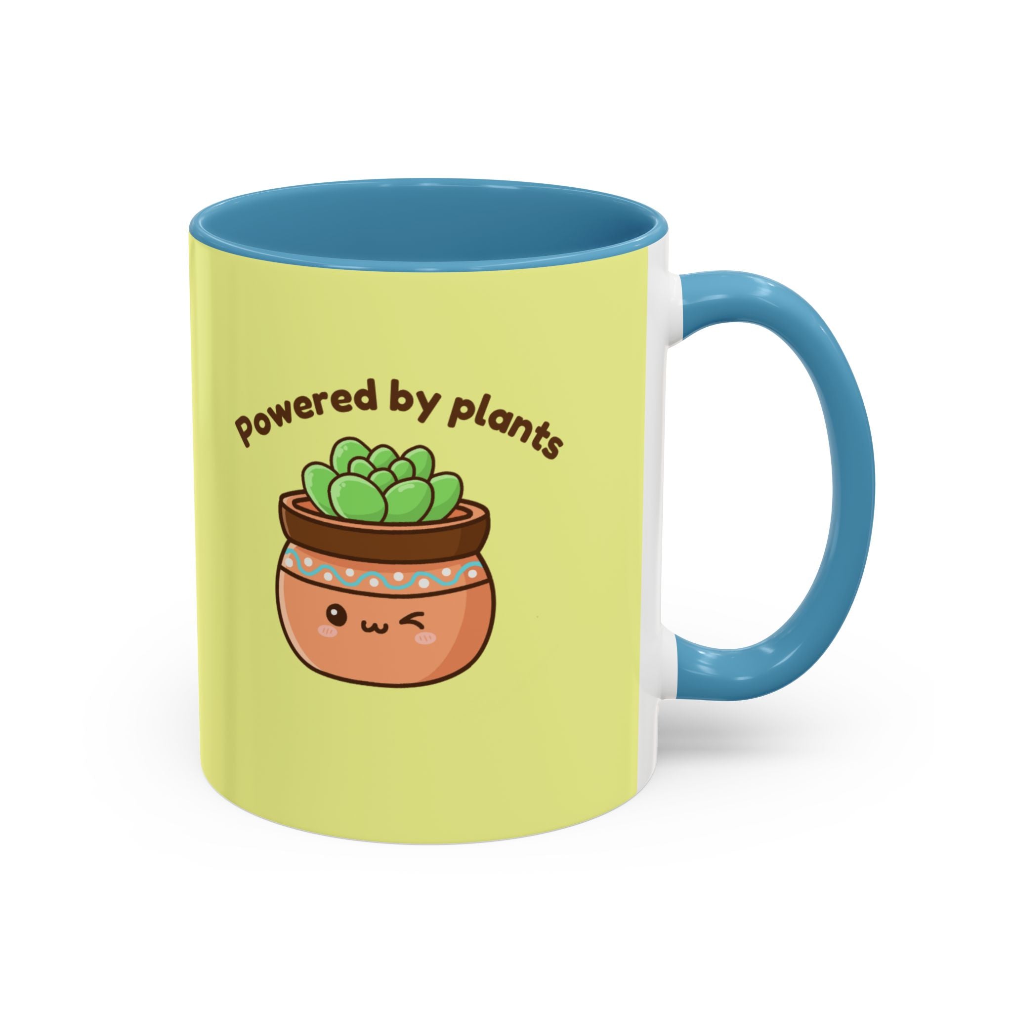 Powered by Plants Succulent Coffee Mug – Cute Kawaii Plant Lover Gift (11/15oz)
