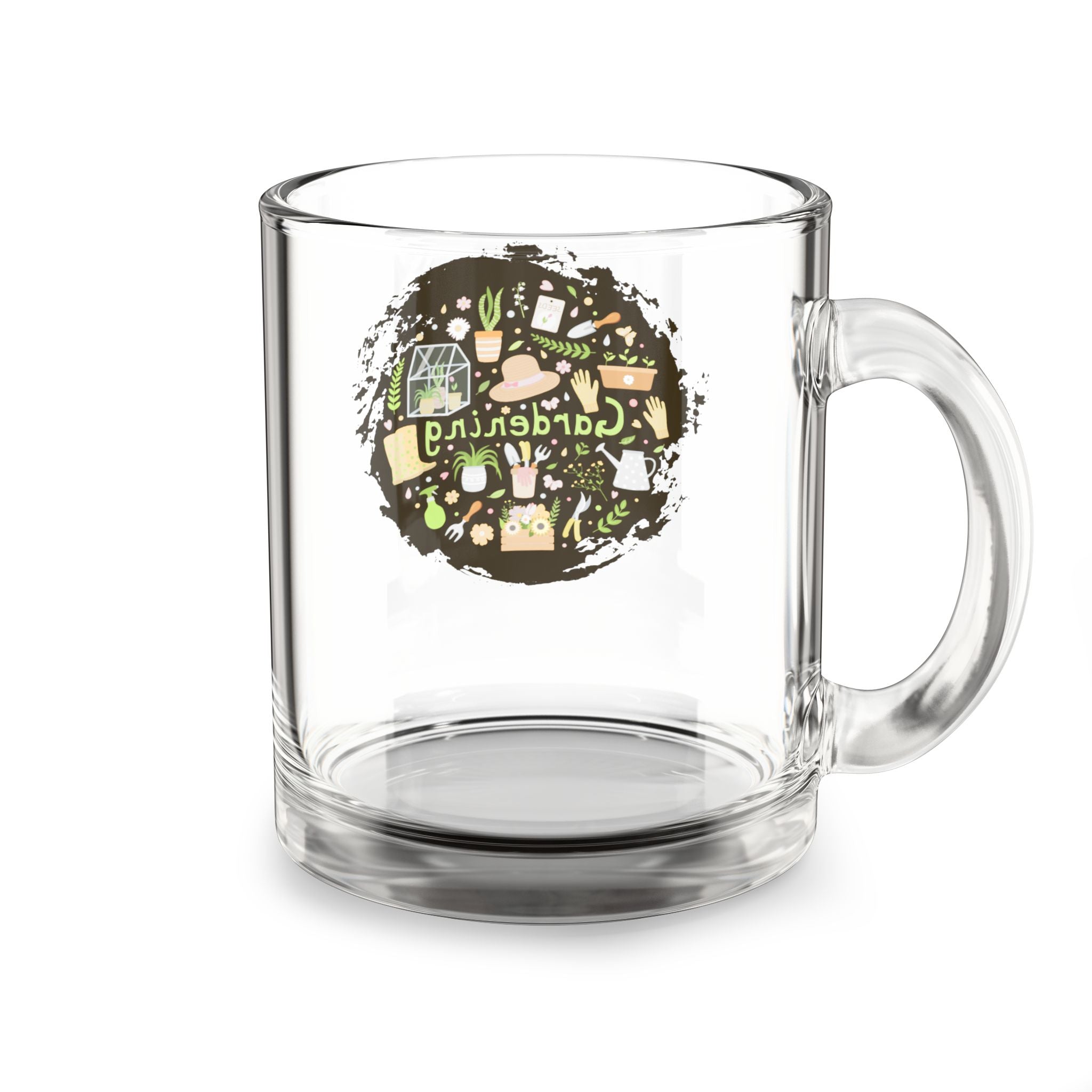 Gardening Glass Mug 10oz — Cute Garden Tools Design