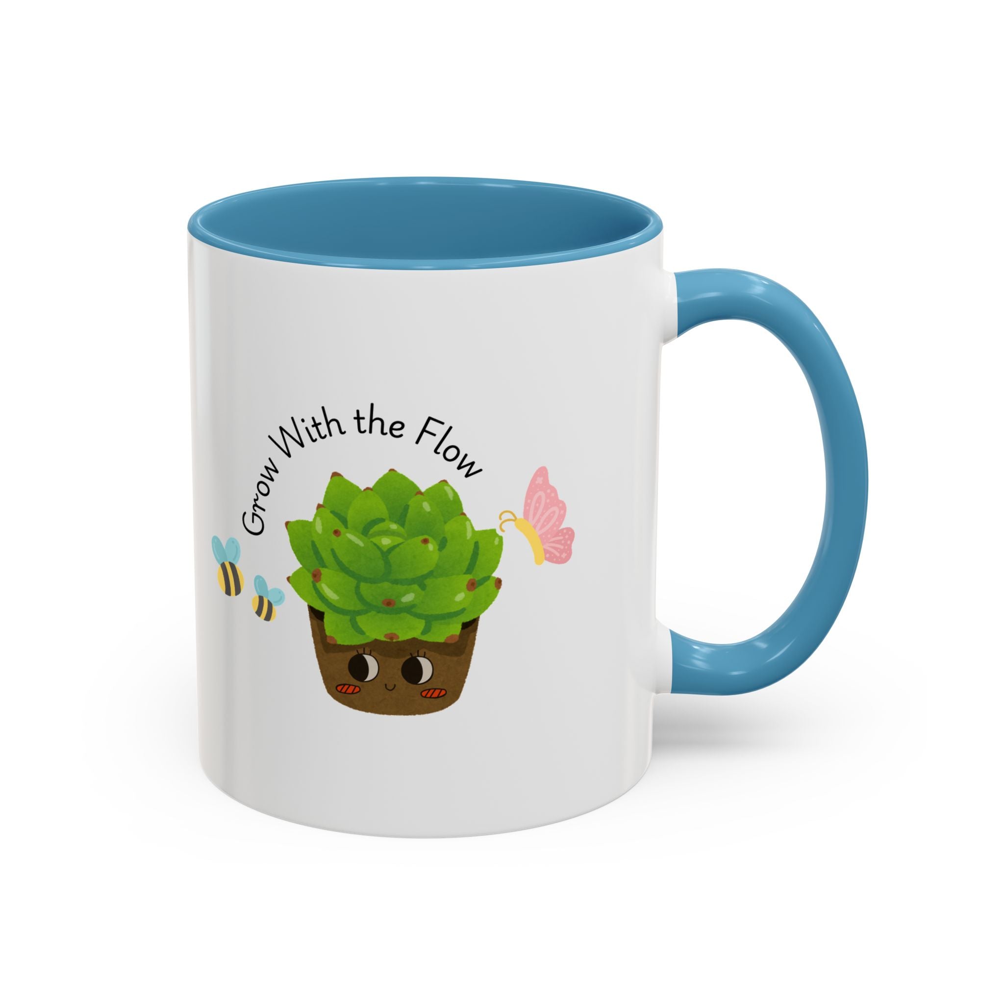Grow With the Flow Succulent Coffee Mug - Cute Plant Lover Gift (11/15oz)