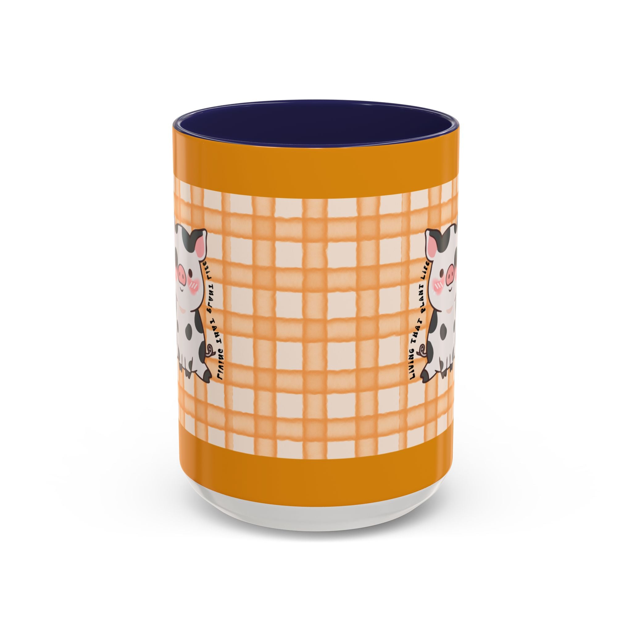 Cute Cow Plaid Accent Coffee Mug — Farmhouse Daisy Cow Design (11/15oz)