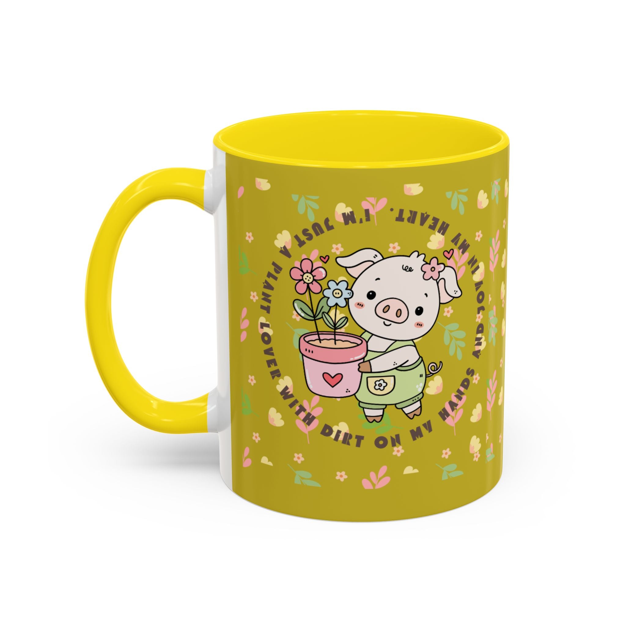 Cute Piglet Gardening Coffee Mug — "My Heart Is In The Dirt" Accent Mug
