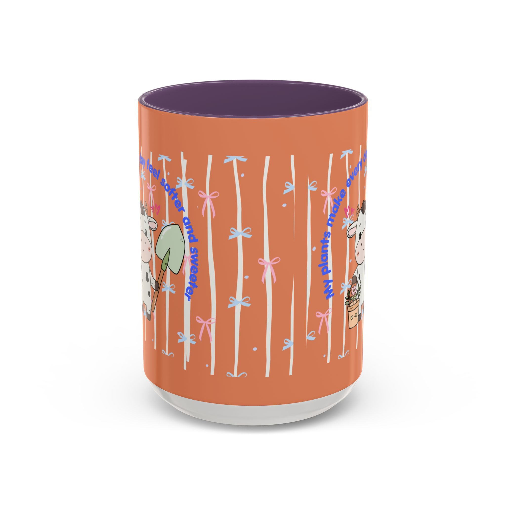 Cow Gardener Coffee Mug — Cute Cow with Shovel & Plant Pot Accent Mug (11/15oz)