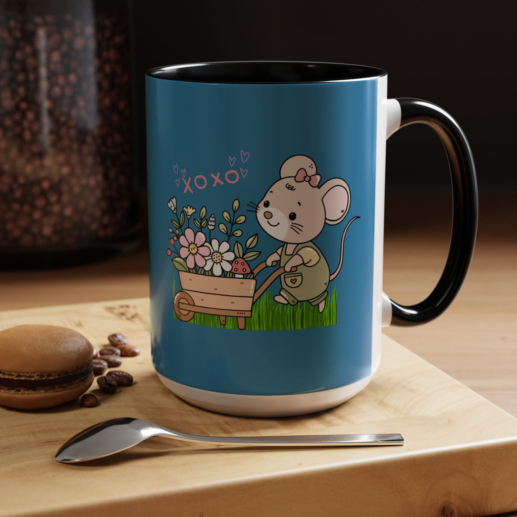 Cute Mouse Floral Coffee Mug — 'XOXO' Accent 11/15oz