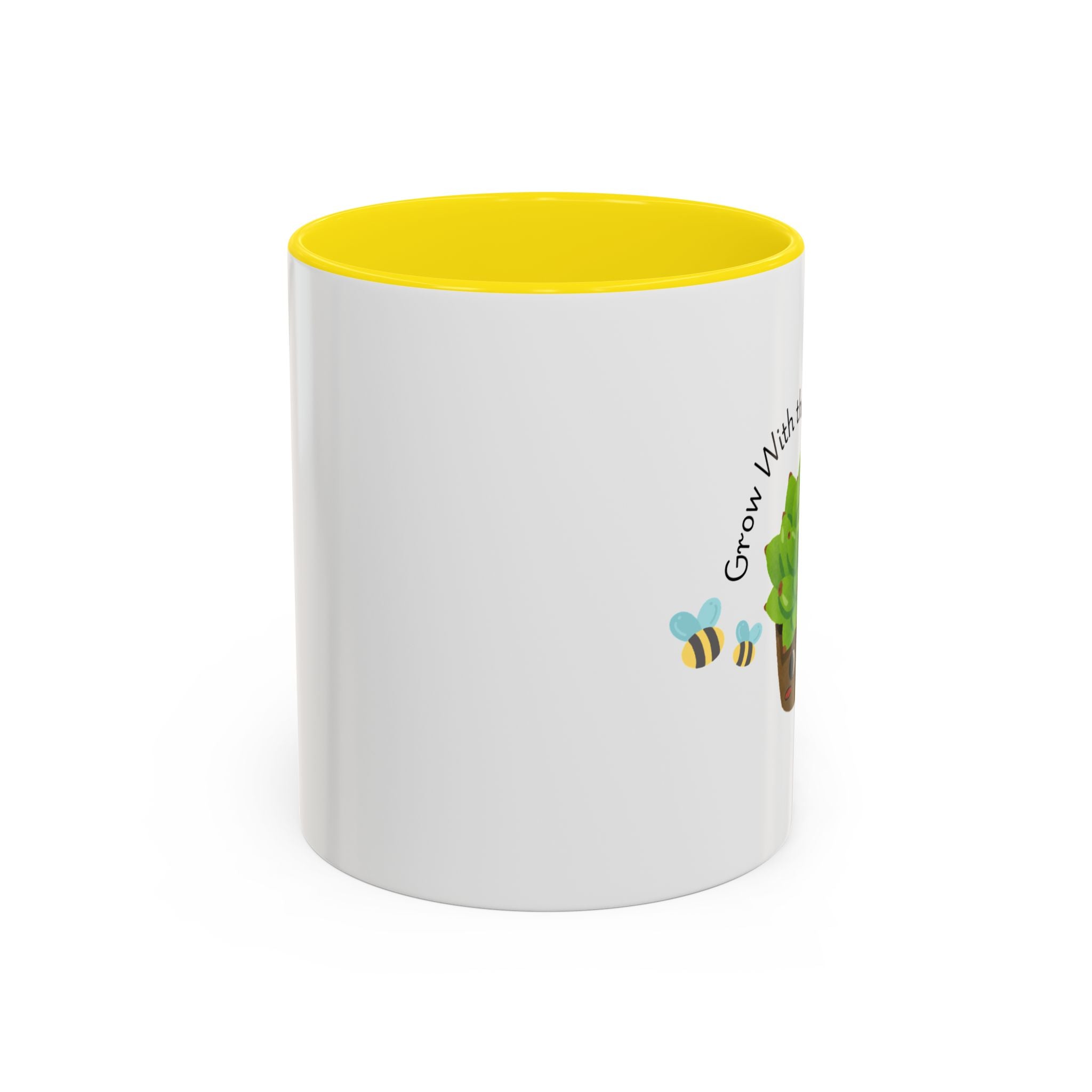 Grow With the Flow Succulent Coffee Mug - Cute Plant Lover Gift (11/15oz)