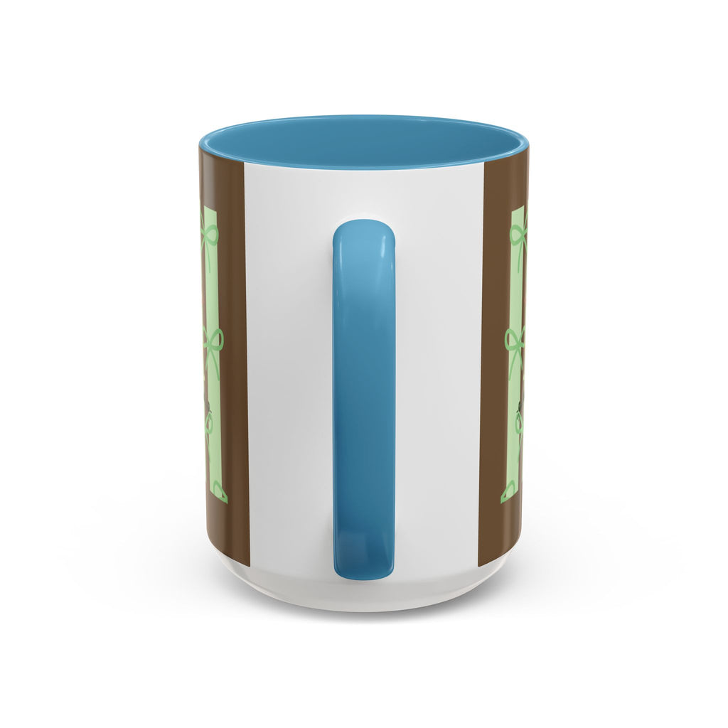 Cute Pig & Chick Accent Coffee Mug — Pastel Stripes, Charming Kawaii Tea/Coffee Cup
