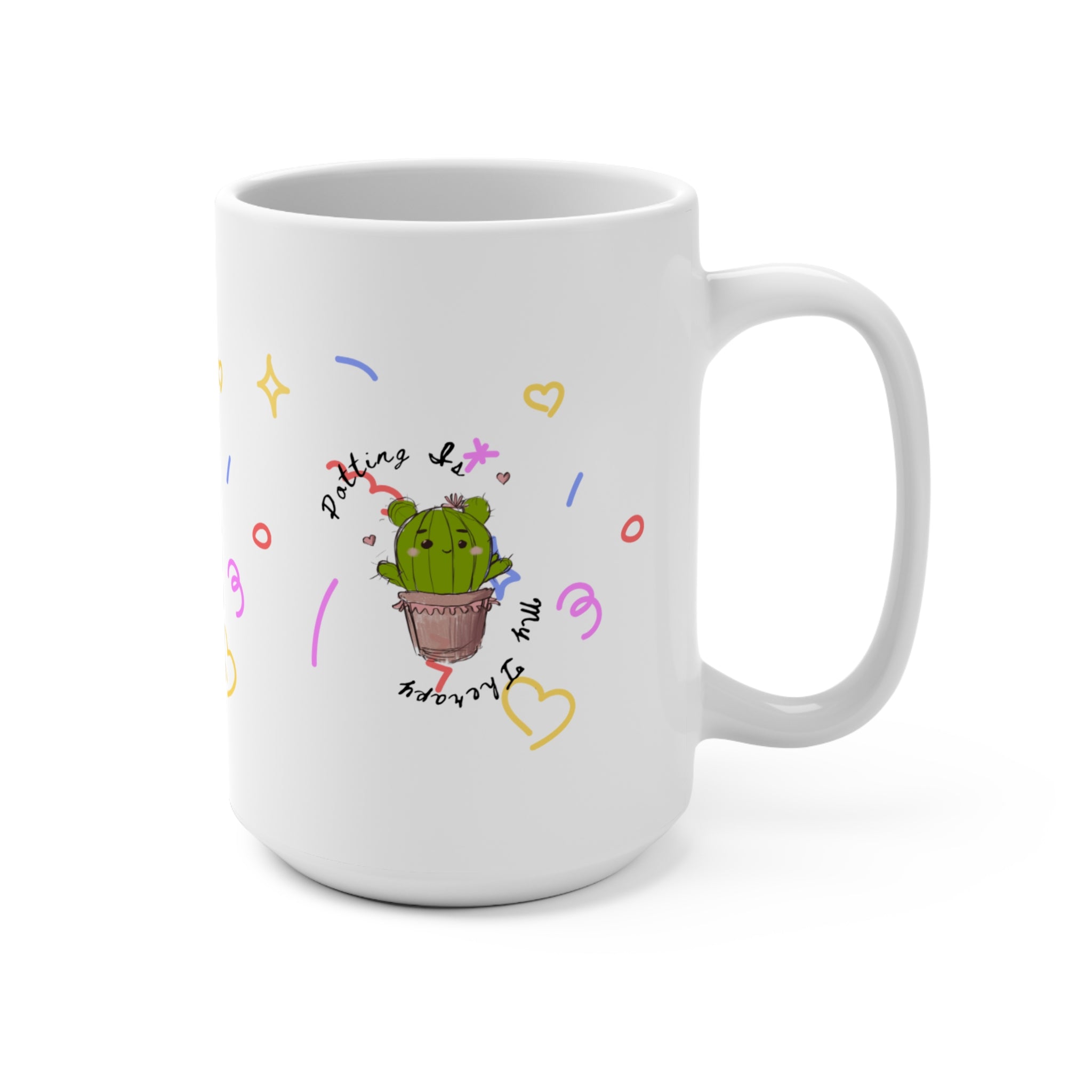 Cactus Plant 15oz Ceramic Mug — "Prickly but Adorable" Cute Doodle Coffee Cup