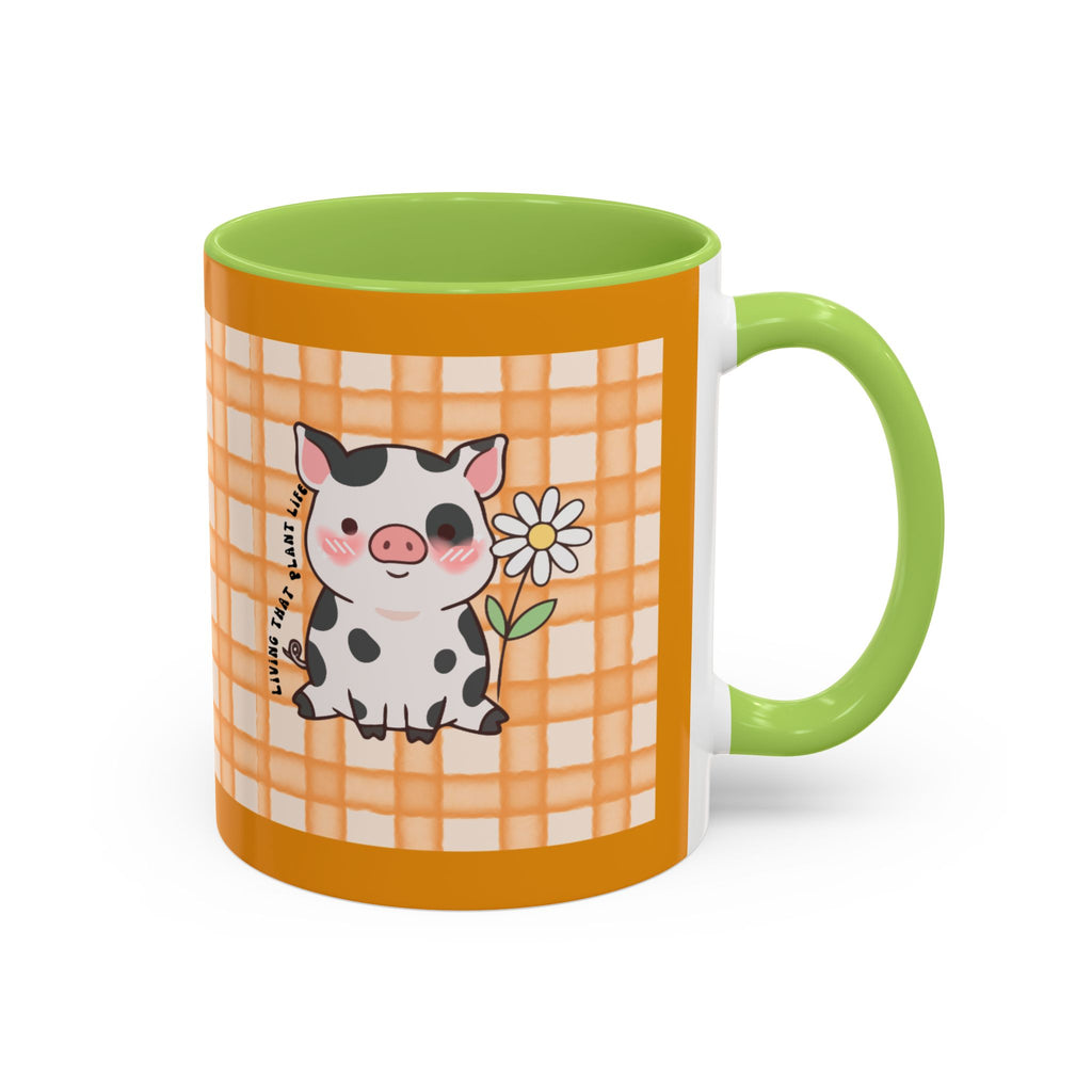 Cute Cow Plaid Accent Coffee Mug — Farmhouse Daisy Cow Design (11/15oz)
