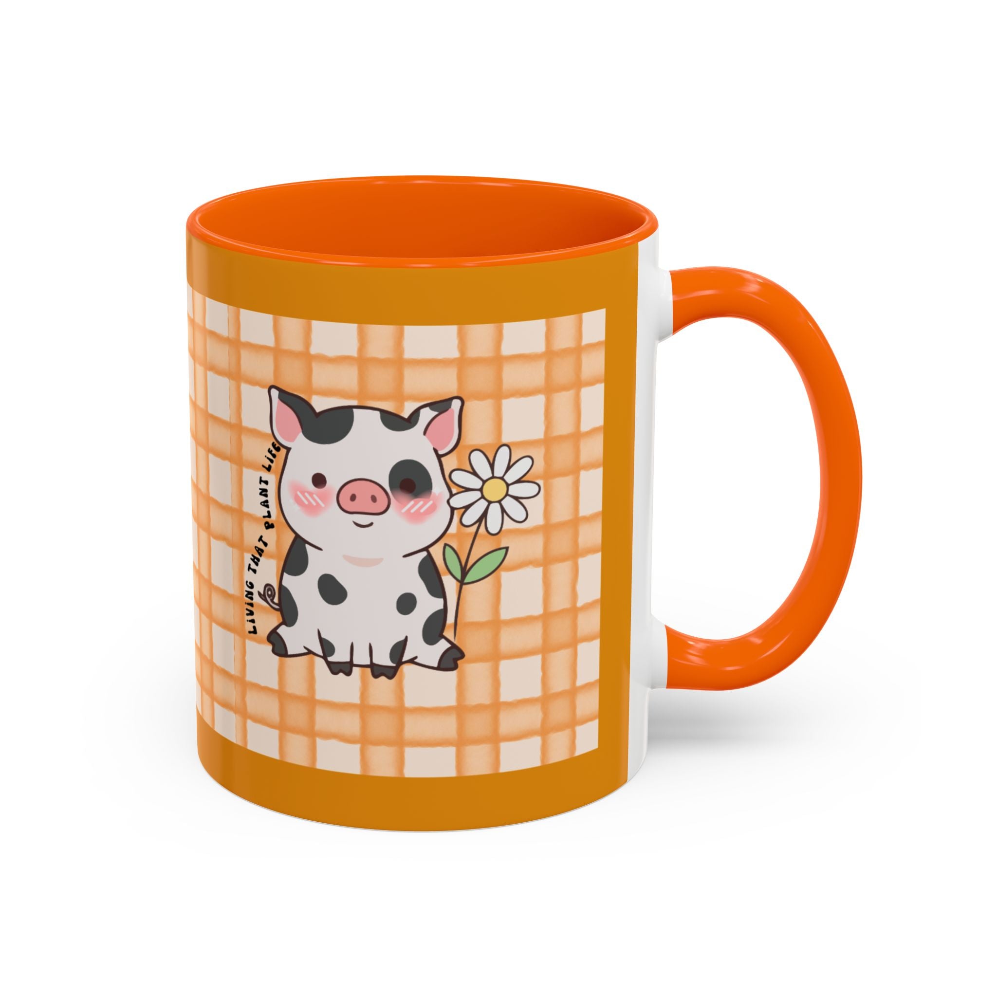 Cute Cow Plaid Accent Coffee Mug — Farmhouse Daisy Cow Design (11/15oz)