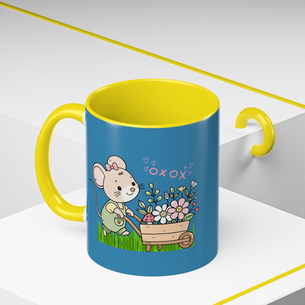 Cute Mouse Floral Coffee Mug — 'XOXO' Accent 11/15oz