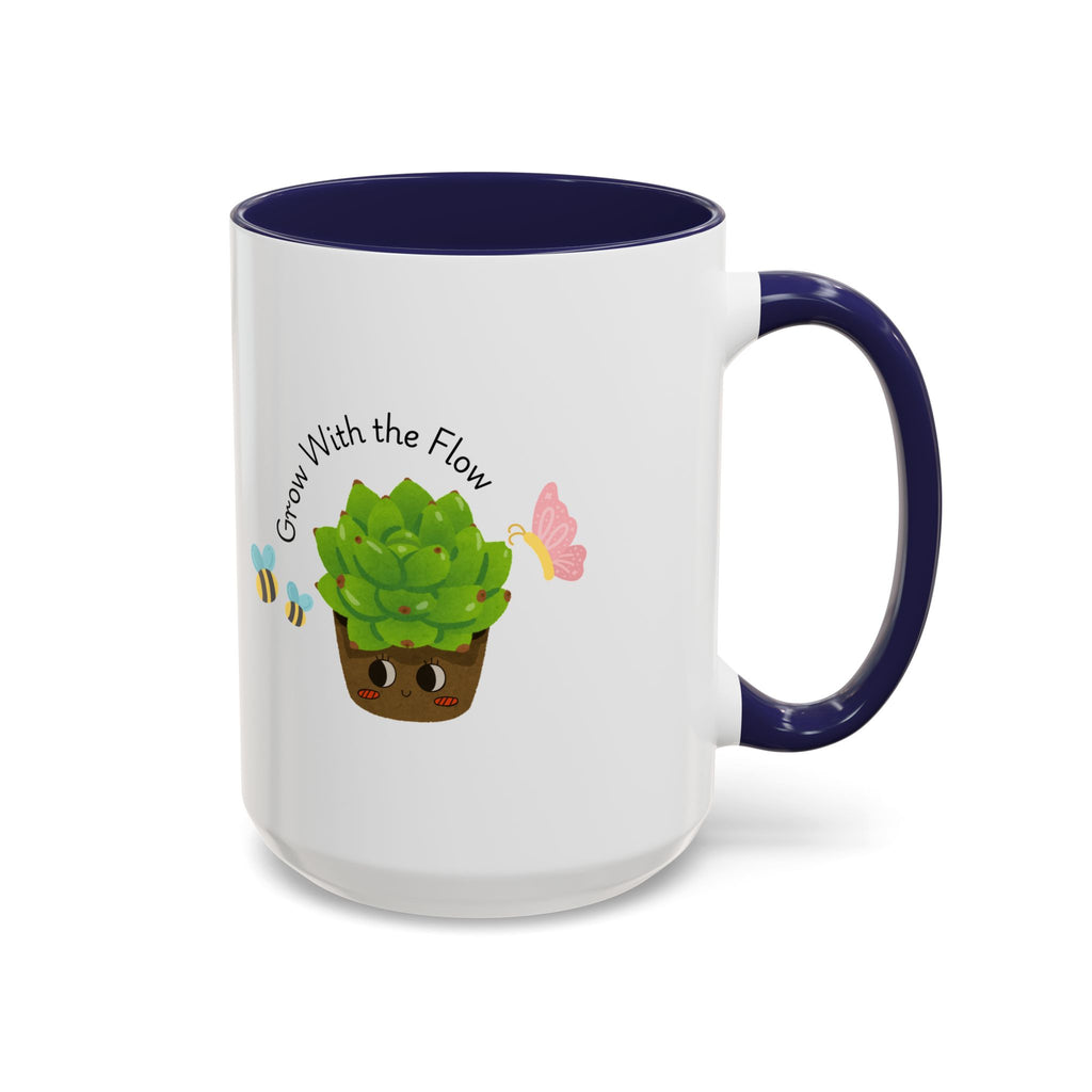 Grow With the Flow Succulent Coffee Mug - Cute Plant Lover Gift (11/15oz)