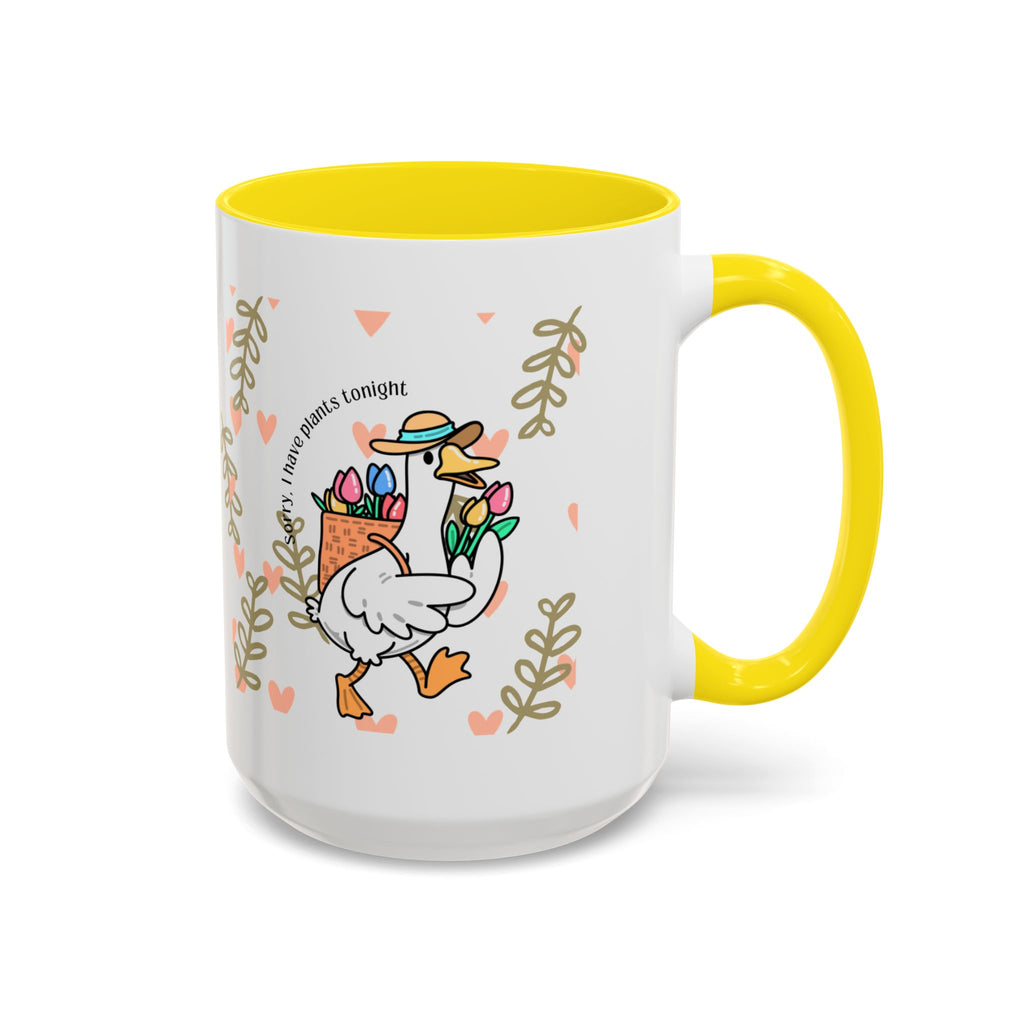 Coffee Mug — Cute Duck Carrying Plants “I Have Plants Tonight” Accent Mug