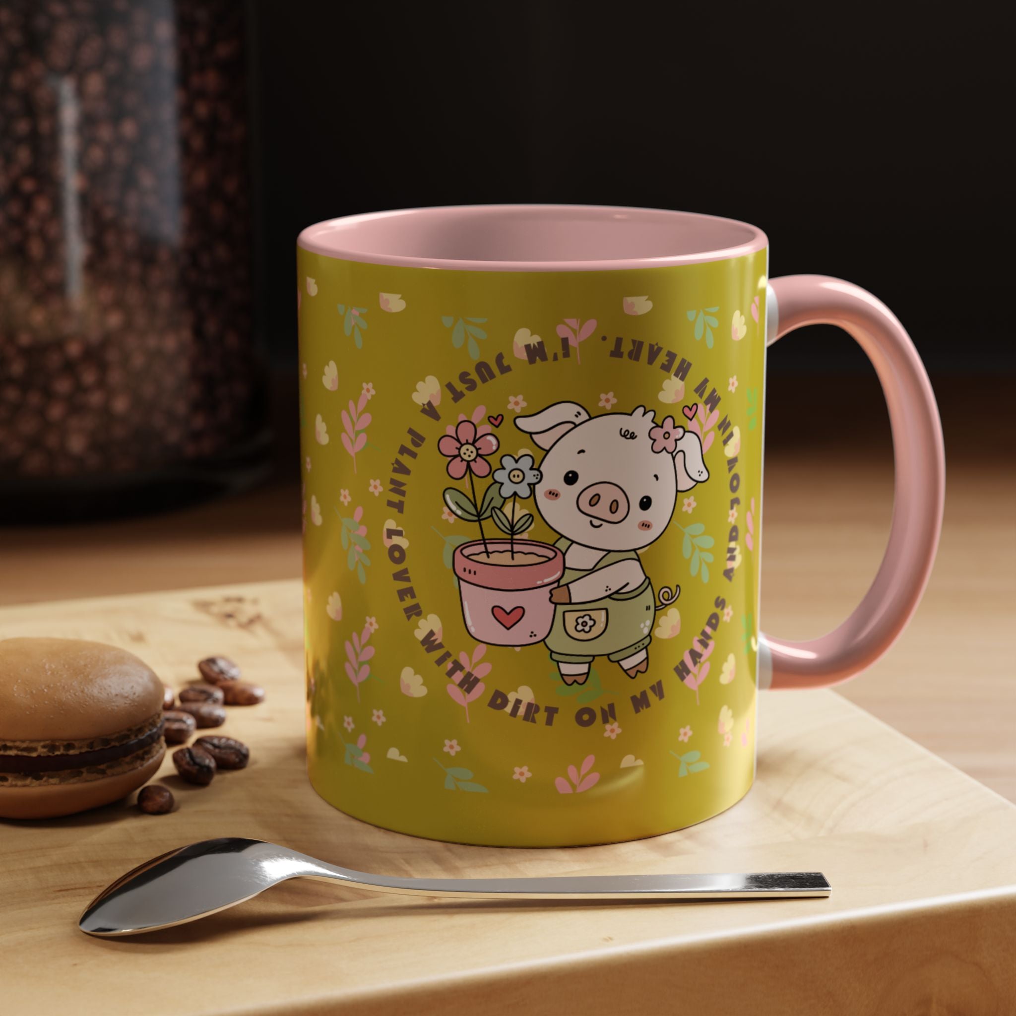 Cute Piglet Gardening Coffee Mug — "My Heart Is In The Dirt" Accent Mug