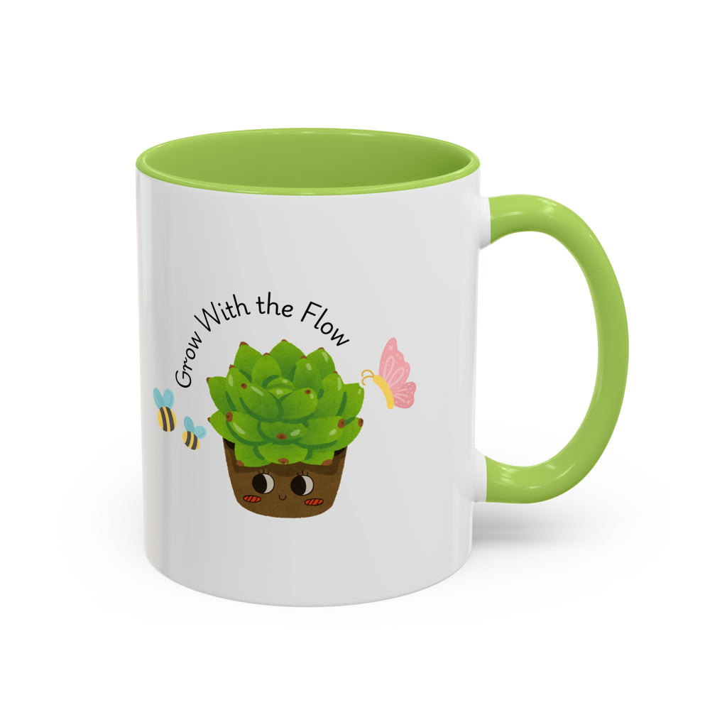 Grow With the Flow Succulent Coffee Mug - Cute Plant Lover Gift (11/15oz)