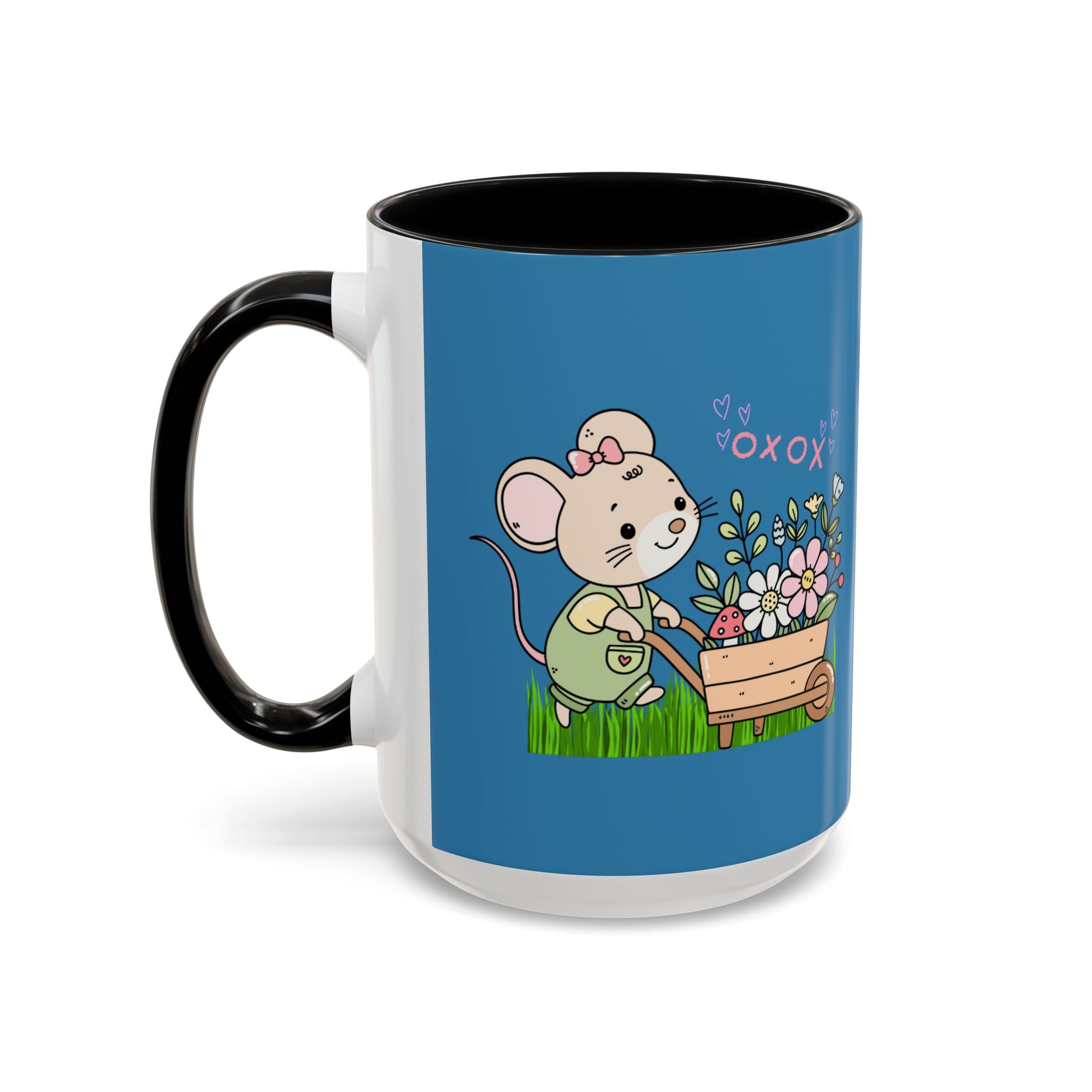 Cute Mouse Floral Coffee Mug — 'XOXO' Accent 11/15oz