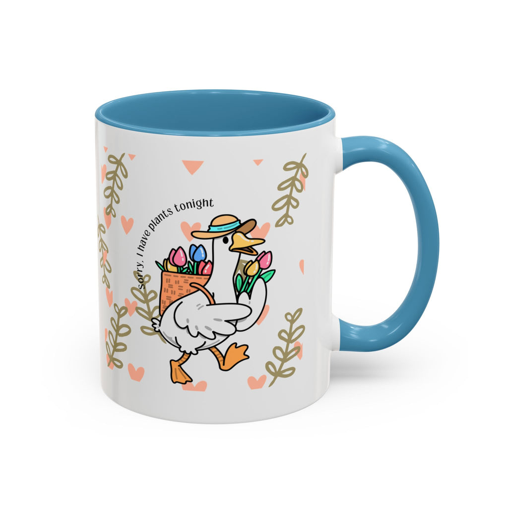 Coffee Mug — Cute Duck Carrying Plants “I Have Plants Tonight” Accent Mug