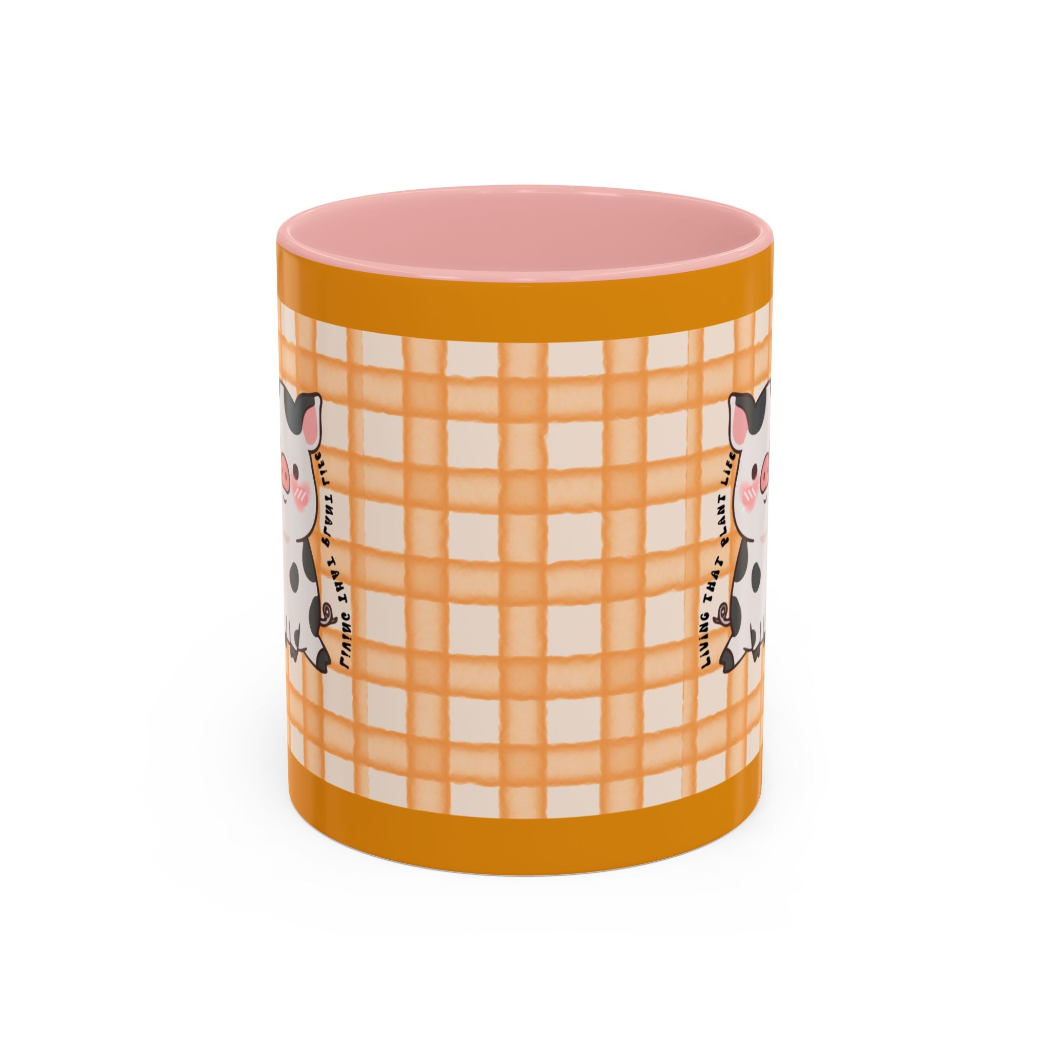 Cute Cow Plaid Accent Coffee Mug — Farmhouse Daisy Cow Design (11/15oz)