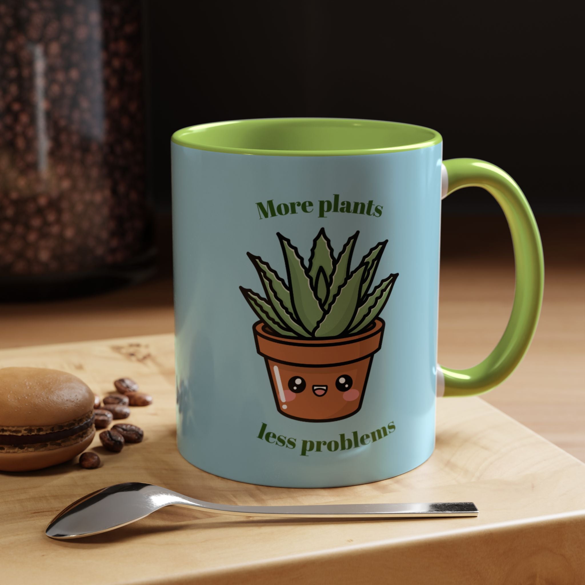 Cute Plant Lover Coffee Mug — "More Plants, Less Problems" Accent Ceramic Mug
