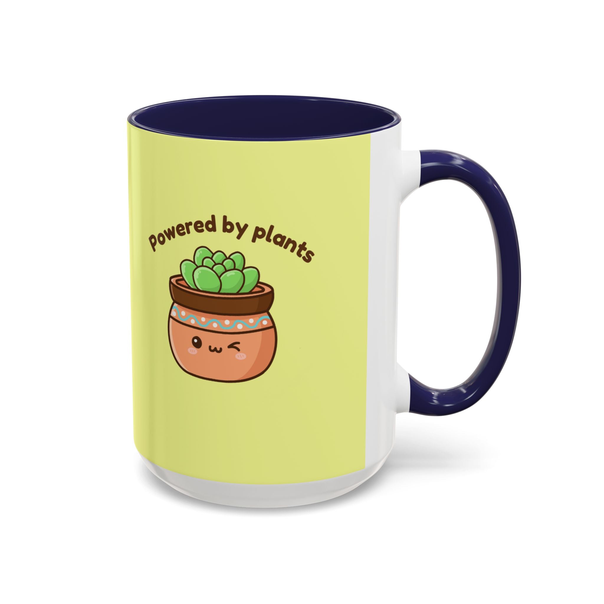 Powered by Plants Succulent Coffee Mug – Cute Kawaii Plant Lover Gift (11/15oz)