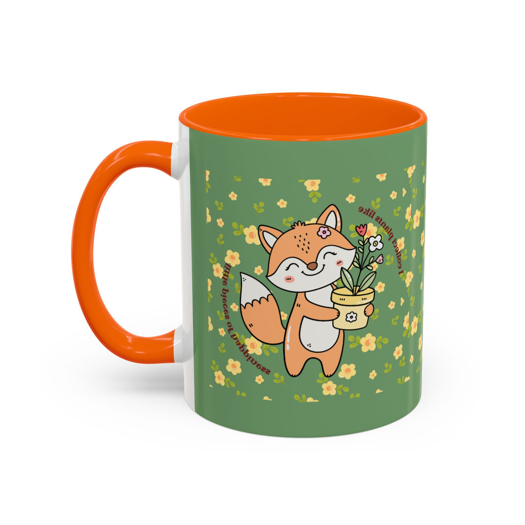 Cute Fox Floral Coffee Mug – Cute Fox Holding Potted Plant Accent Mug