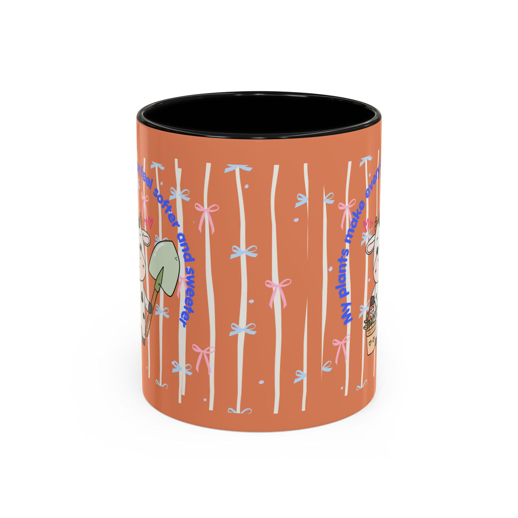Cow Gardener Coffee Mug — Cute Cow with Shovel & Plant Pot Accent Mug (11/15oz)