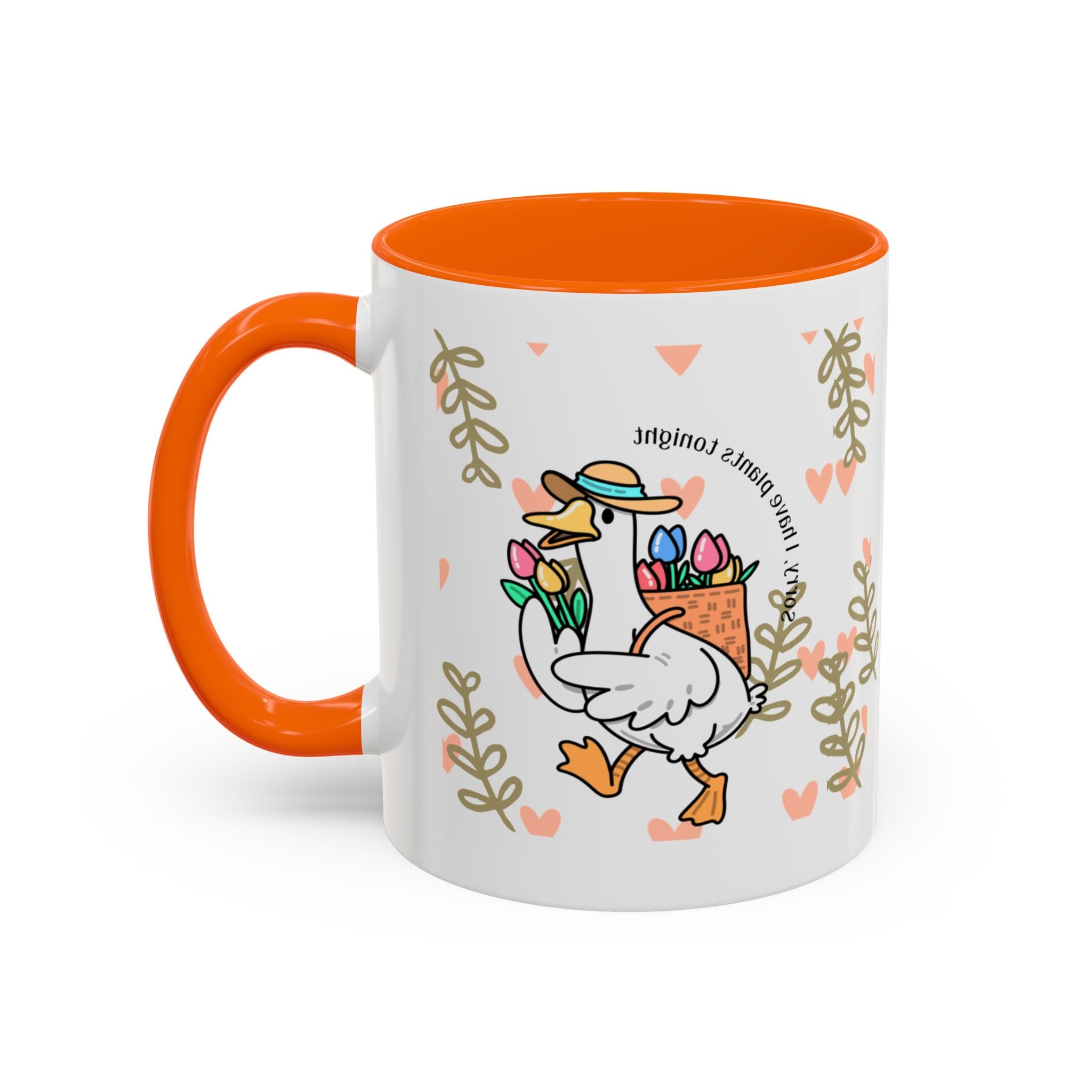 Coffee Mug — Cute Duck Carrying Plants “I Have Plants Tonight” Accent Mug