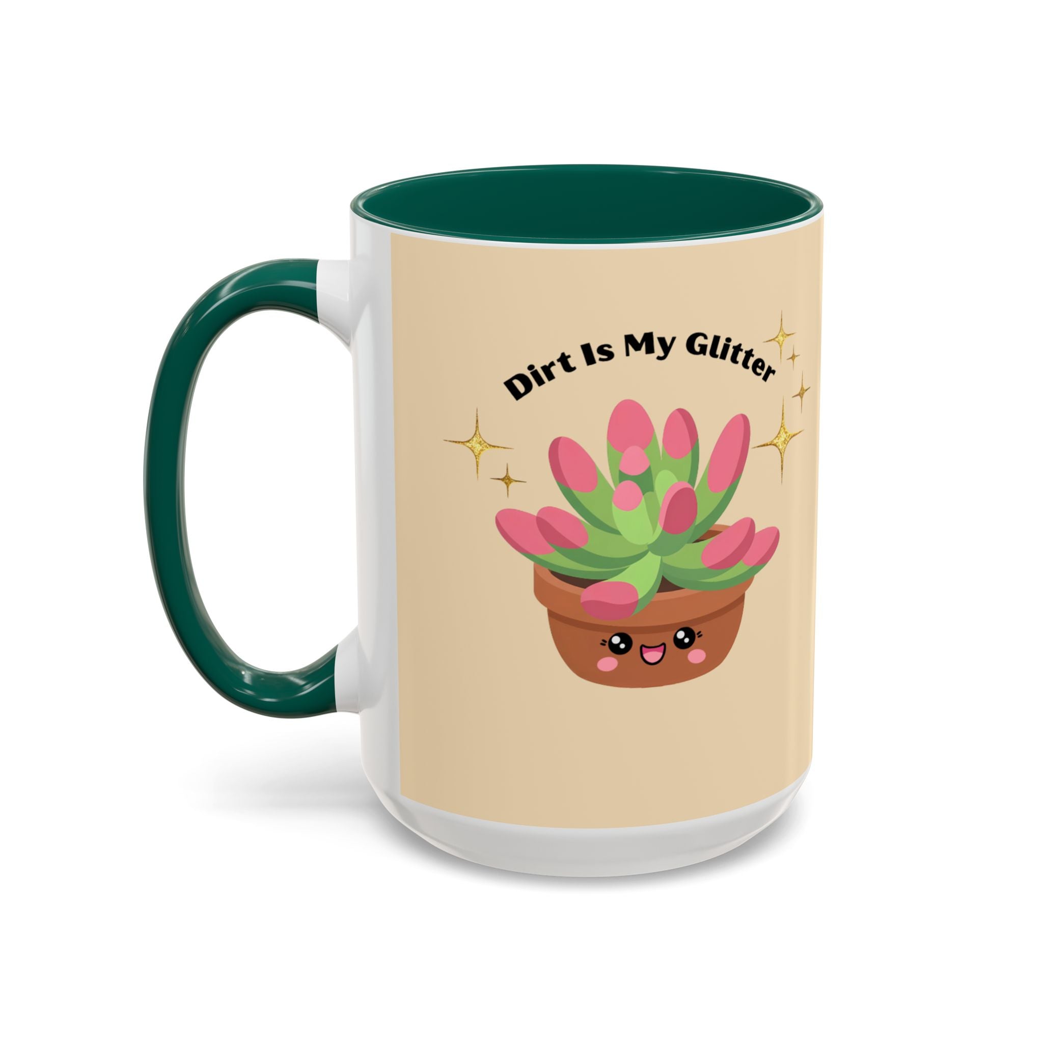 Cactus Coffee Mug — Cute Potted Plant Mug with Sparkles (11oz & 15oz)