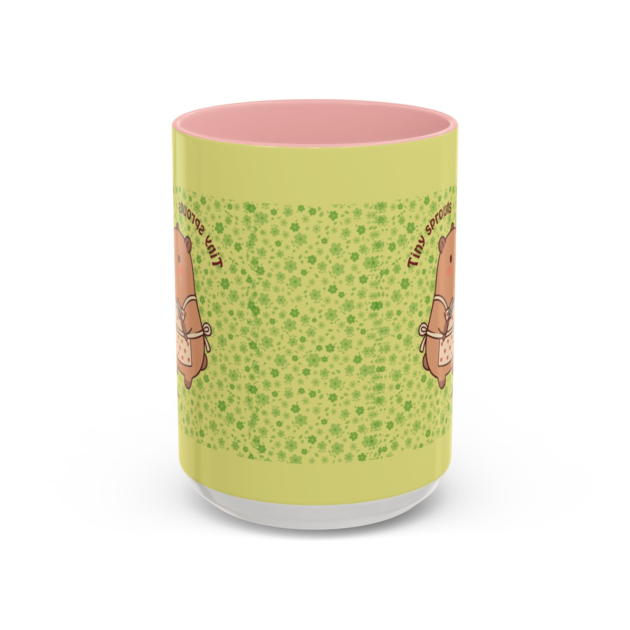Cute ‘Tiny Sprouts’ Accent Coffee Mug – Kawaii Garden Capybara Design (11/15 oz)